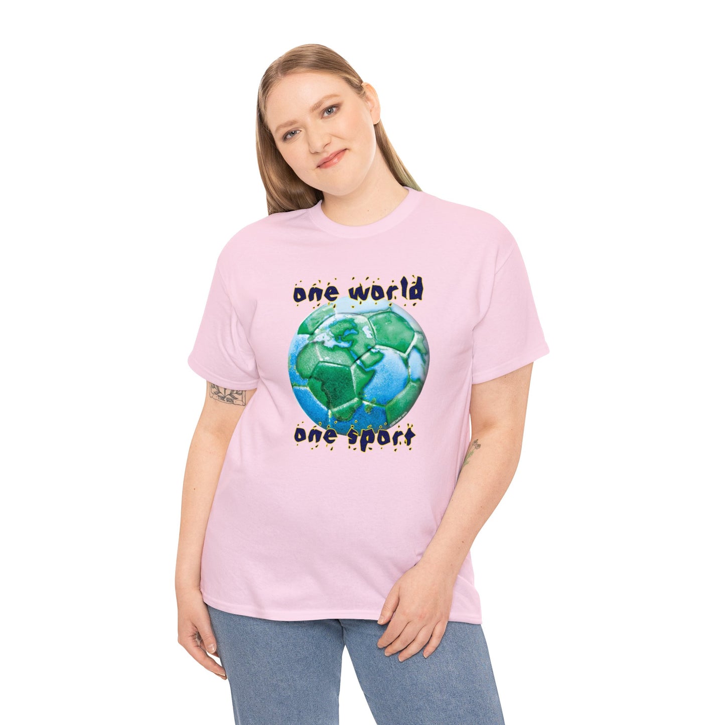 One World One Sport, Soccer Ball, Planet Earth soccer T-Shirt, Soccer is the World Sport, Bright Fun Positive Soccer T-Shirt Design