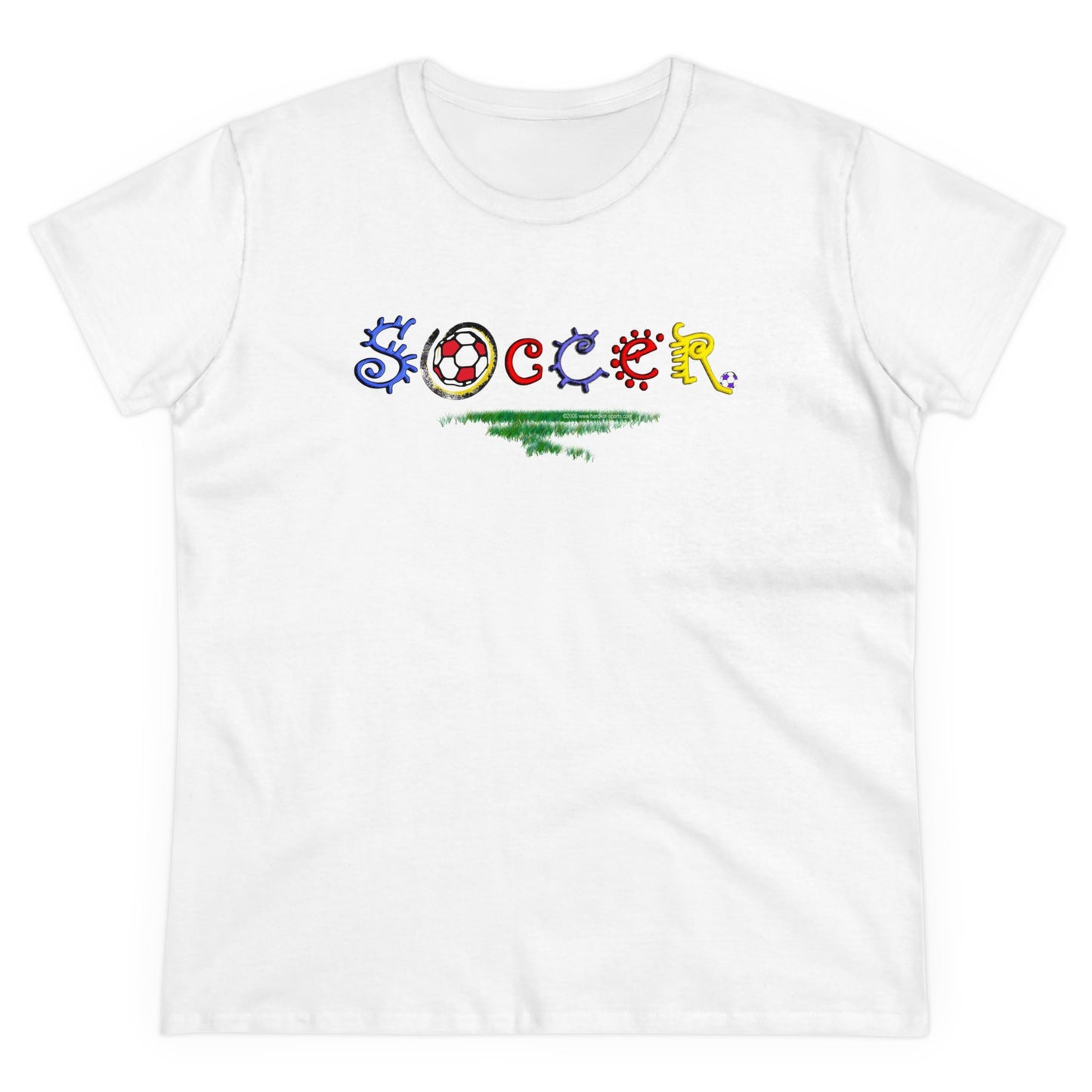 Artistic Soccer Girls T-Shirt, Ladies Soccer Design with Whimsical Soccer Design, Cute hand drawn look, stylized font, Soccer Gift for Women