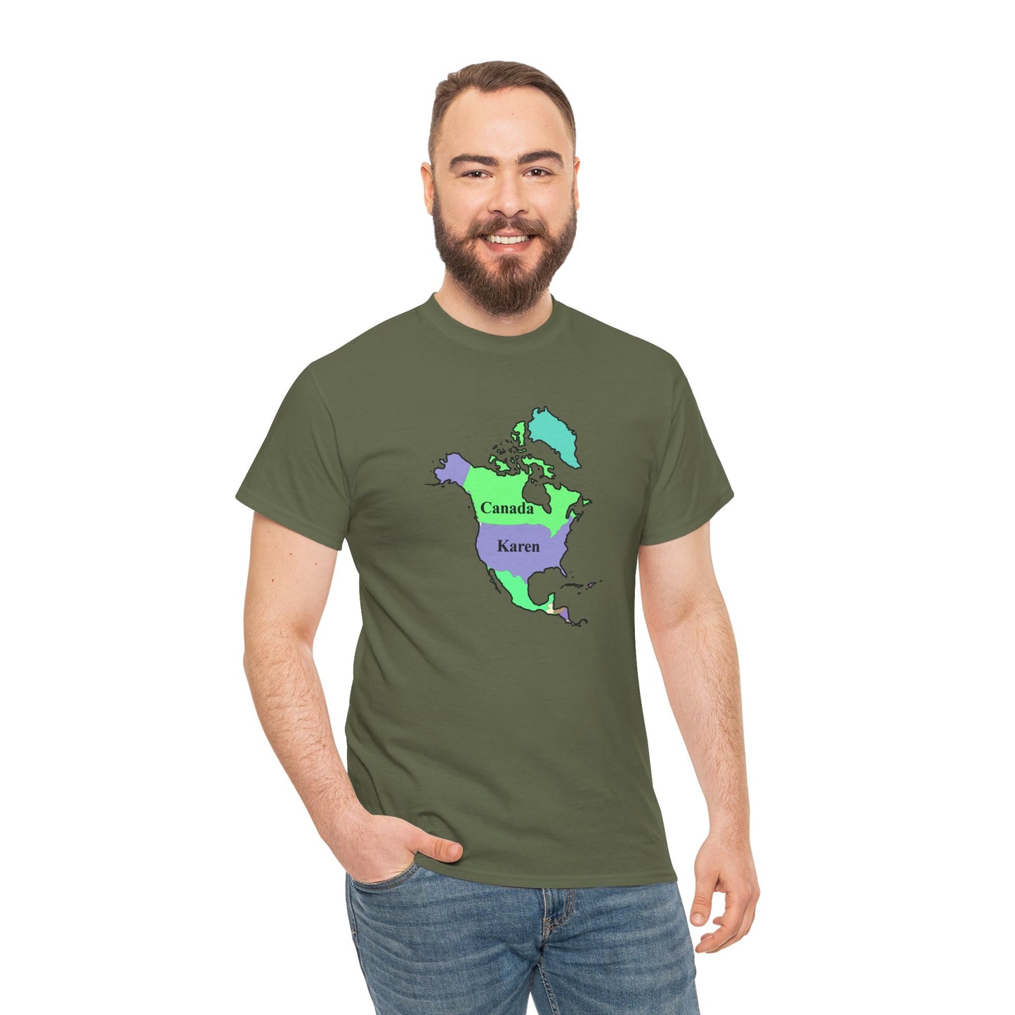 Map of North America with United States Labeled as Karen Pro Canada, never 51 Funny Political T-Shirt,