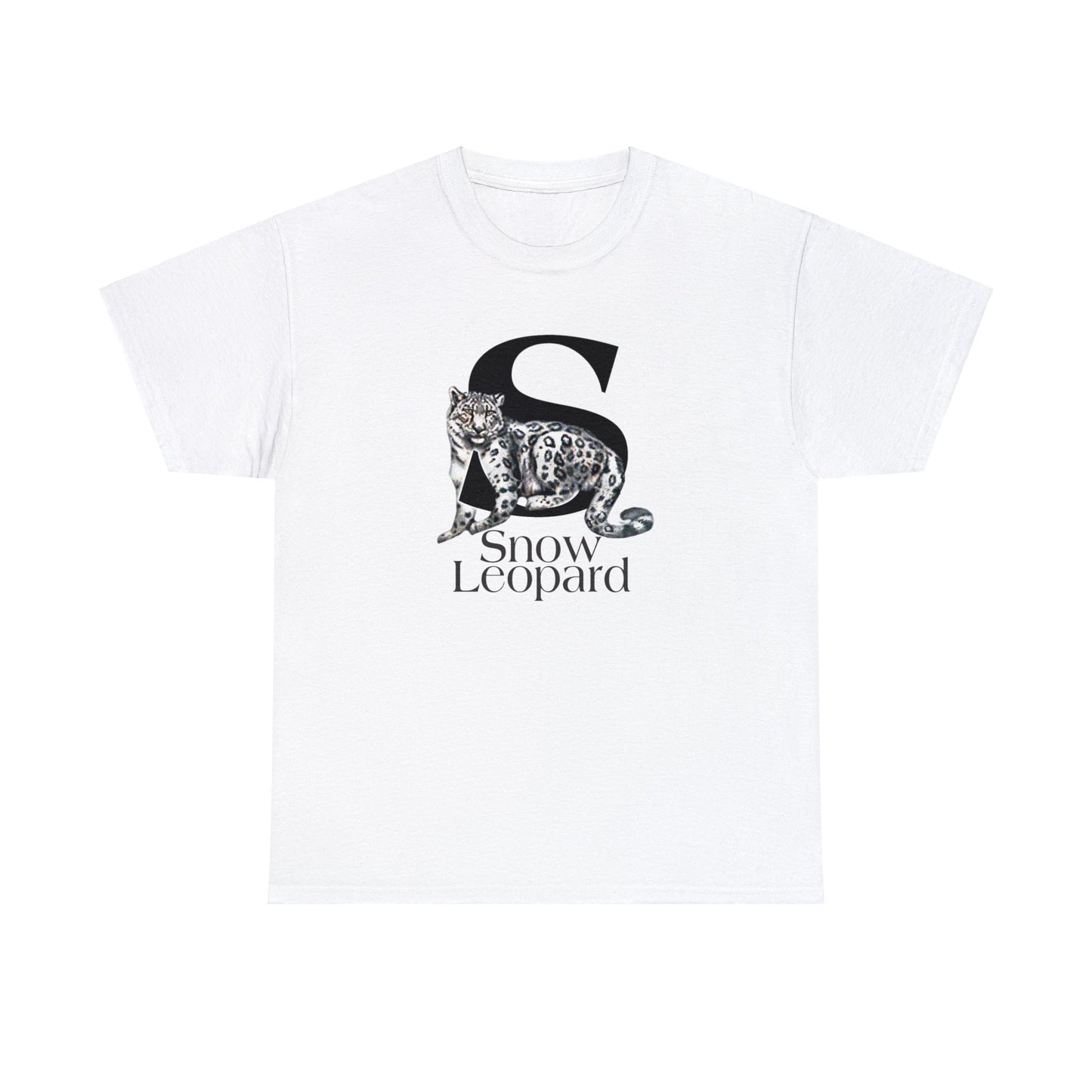 S is for Snow Leopard, Snow Leopard T-Shirt, Snow Leopard Drawing T-Shirt, Illustration,
