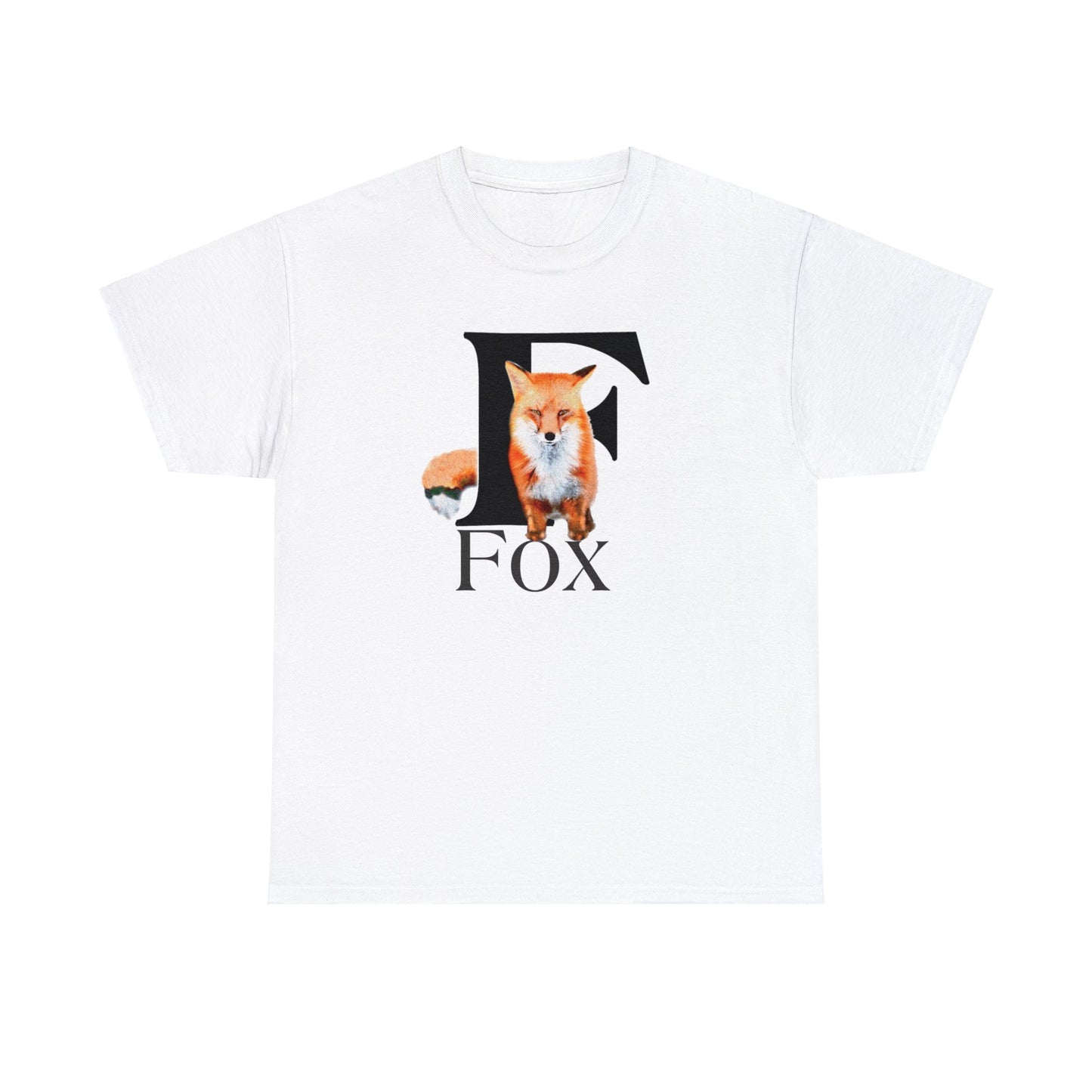 F is for Fox T-Shirt, Animal Letter F Tee, cute Fuzzy Fox Tee, Fox Drawing T-Shirt, animal t-shirt,