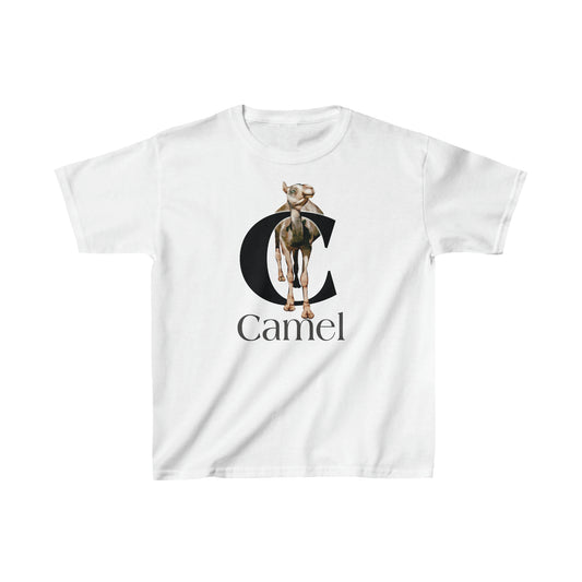 C is for Camel Youth t-shirt, Camel Drawing T-Shirt, Camel Illustration, Camel lover shirt, animal t-shirt, animal alphabet T, animal letters Tee