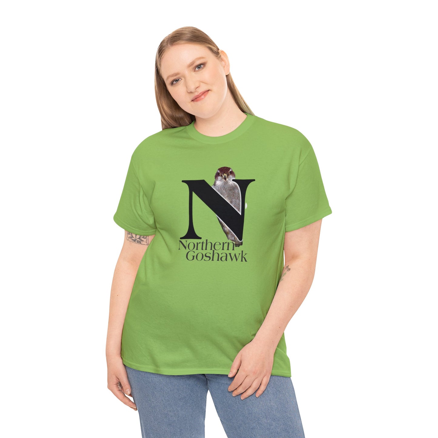 N is for Northern Goshawk T-Shirt, Bird Shirt, Wildlife Drawing T-Shirt, animal t-shirt, animal