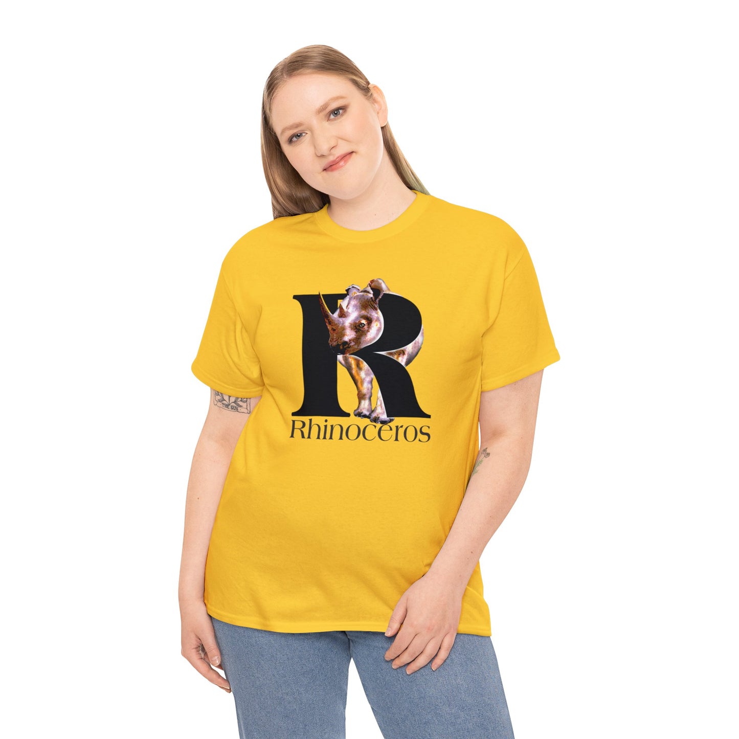 R is for Rhinoceros,  Tough Rhino t-shirt, Rhino Drawing, Rhinoceros T-Shirt, animal t-shirt,