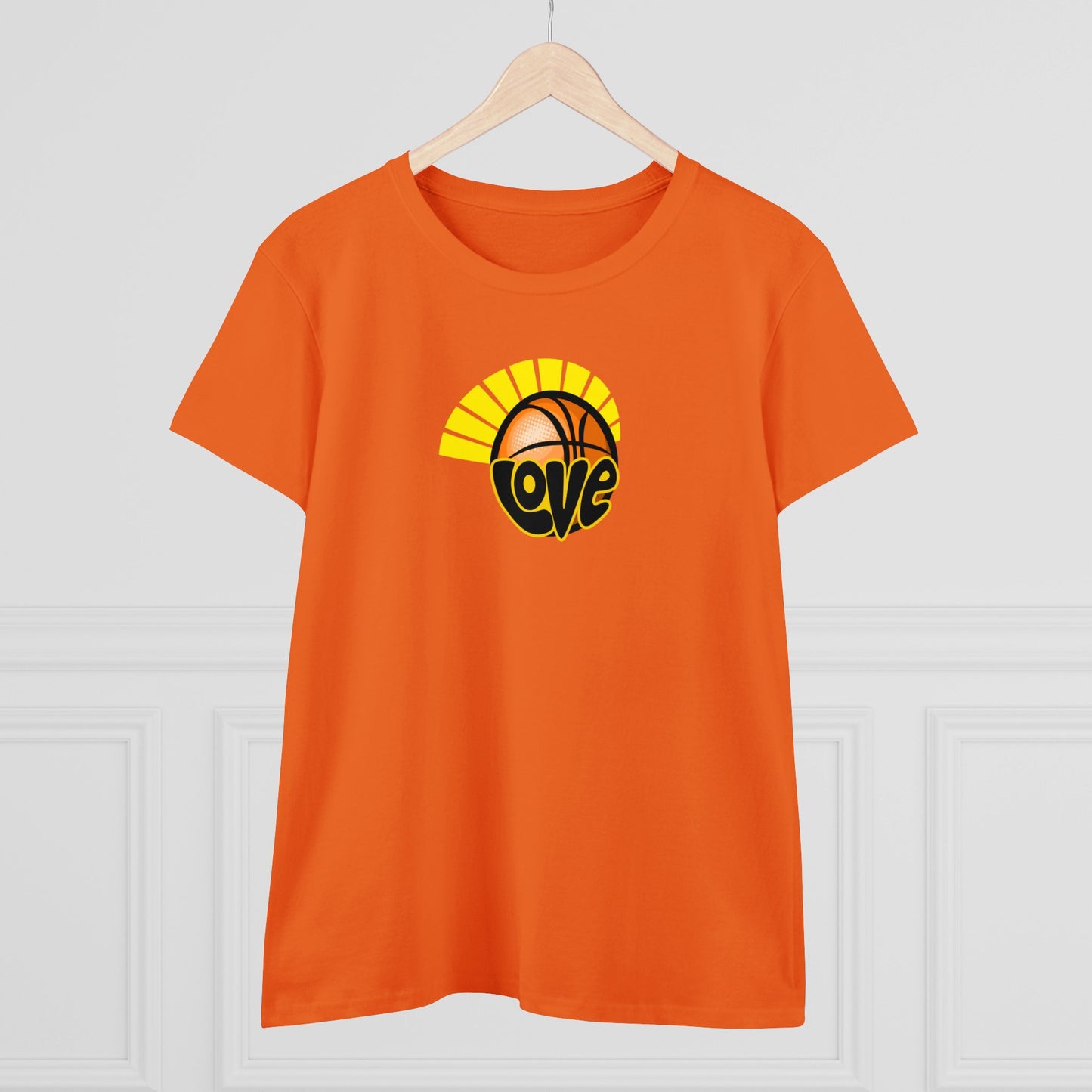 Love of Basketball, Women's Retro Hippy, Feel Good, Midweight Cotton Tee, Cute Ladies Tee, Retro 70's, Pink Basketball T-Shirts for Ladies