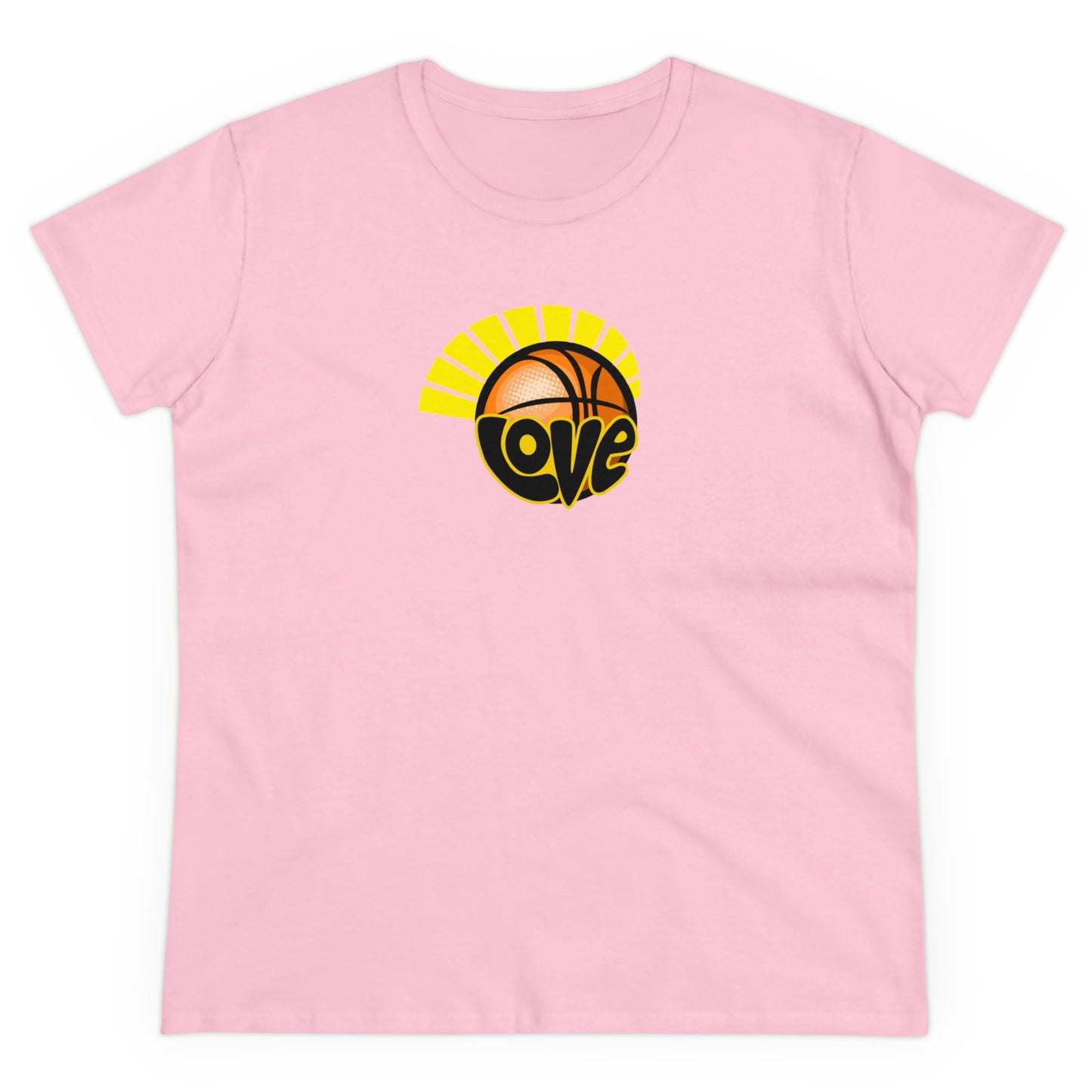 Love of Basketball, Women's Retro Hippy, Feel Good, Midweight Cotton Tee, Cute Ladies Tee, Retro 70's, Pink Basketball T-Shirts for Ladies