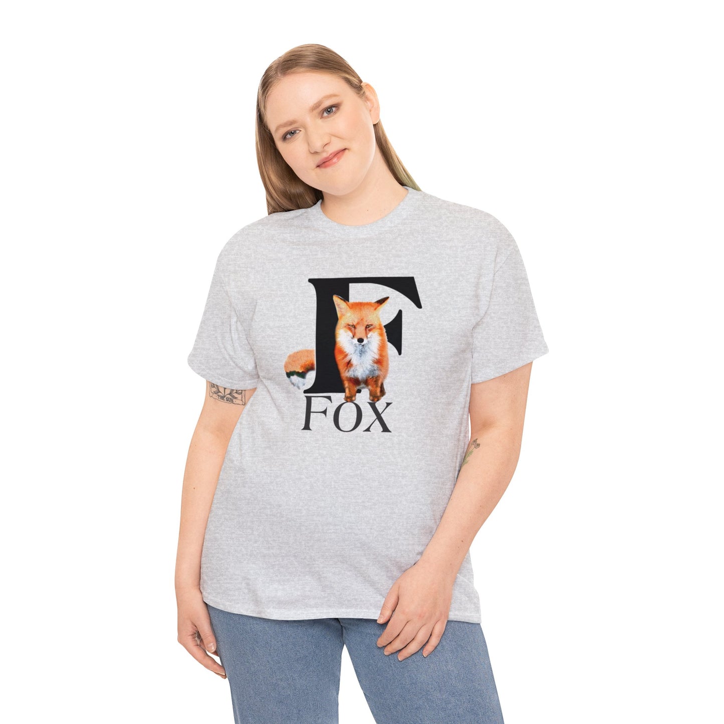 F is for Fox T-Shirt, Animal Letter F Tee, cute Fuzzy Fox Tee, Fox Drawing T-Shirt, animal t-shirt,