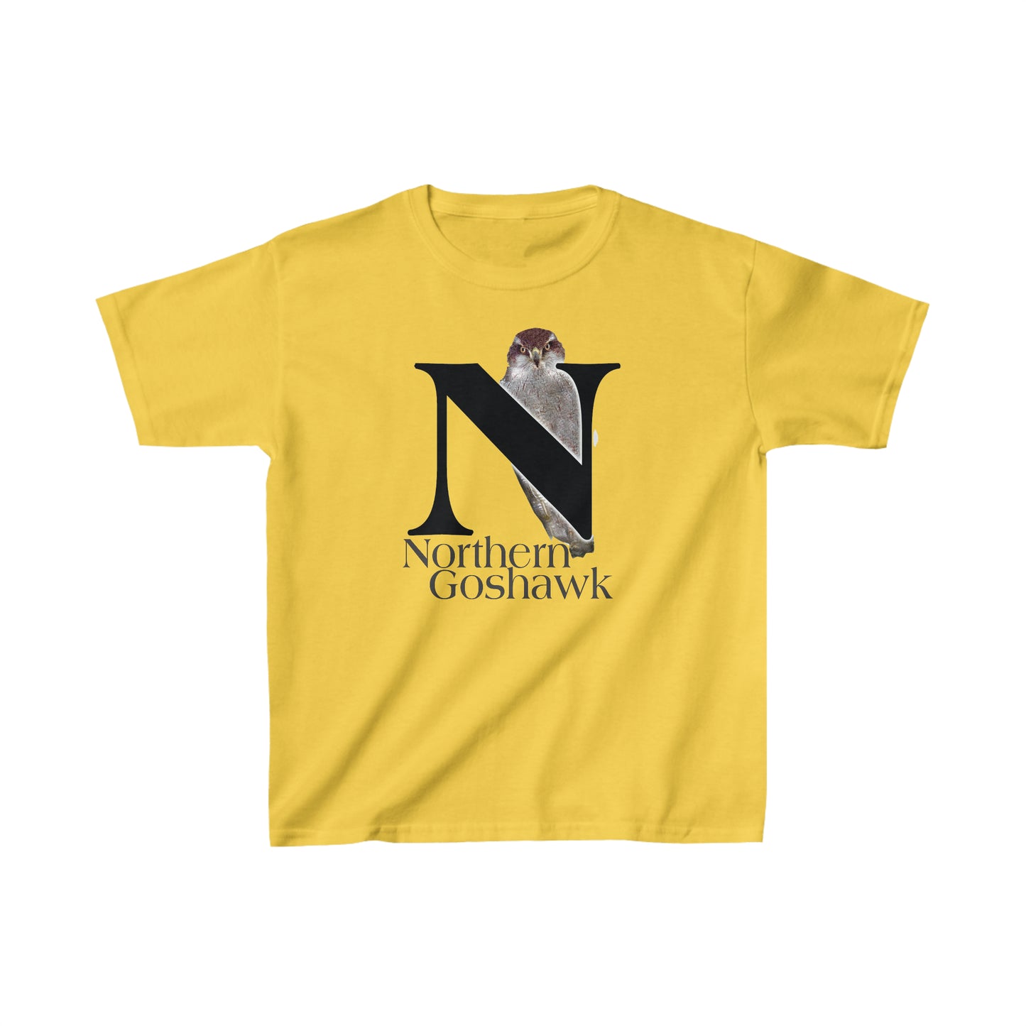 N is for Northern Goshawk T-Shirt, Bird Shirt, Wildlife Drawing T-Shirt, animal t-shirt, animal alphabet T, animal letters Tee
