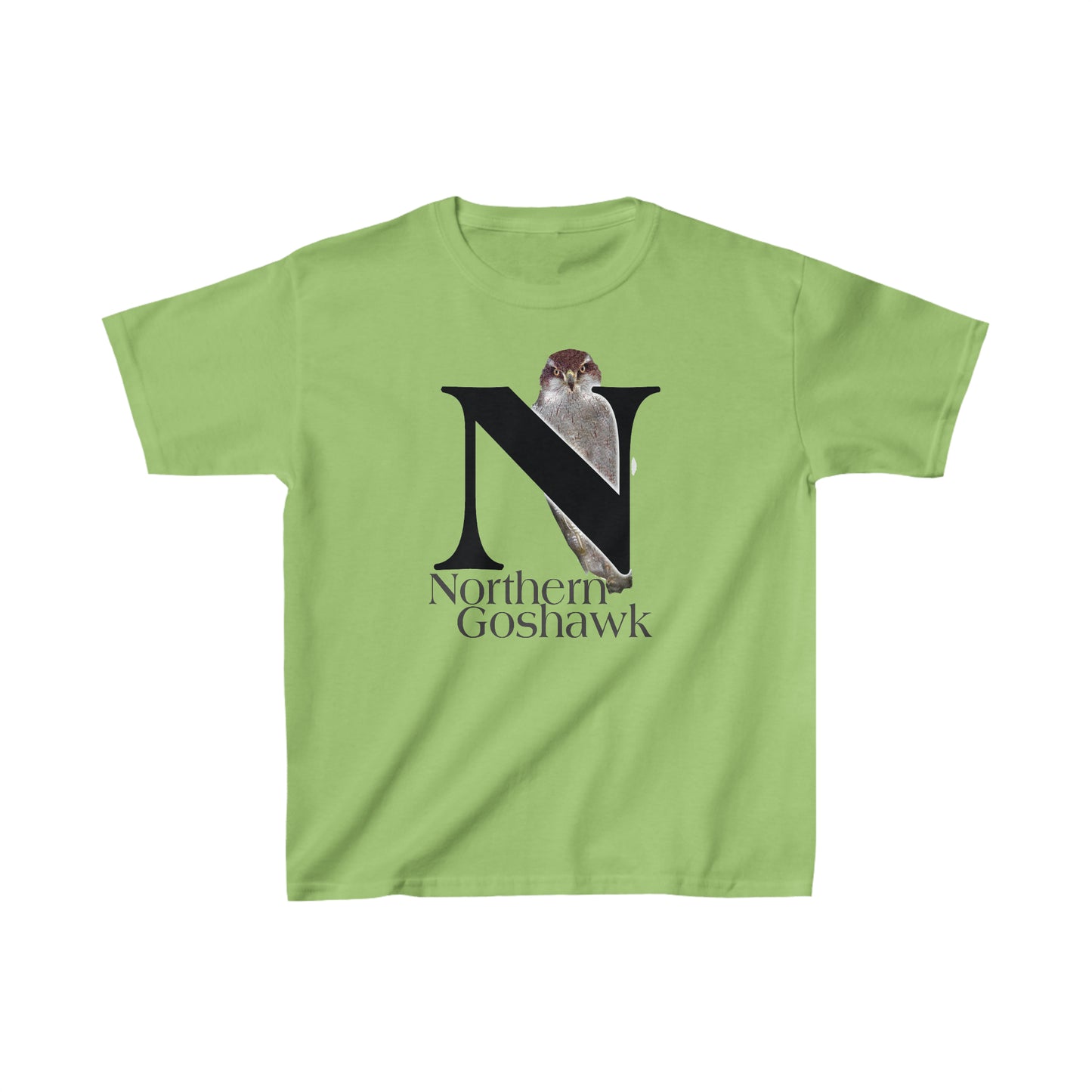 N is for Northern Goshawk T-Shirt, Bird Shirt, Wildlife Drawing T-Shirt, animal t-shirt, animal alphabet T, animal letters Tee