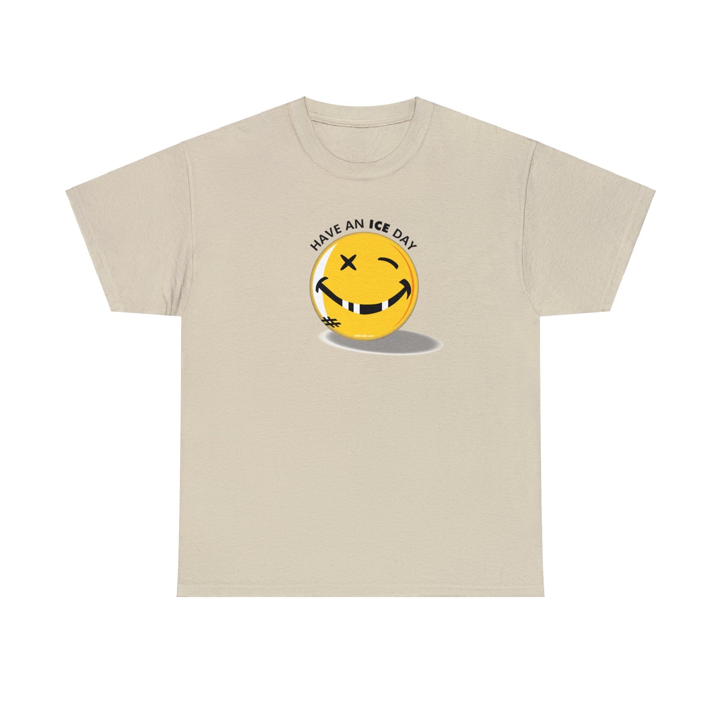 Have an Ice Day, Funny Hockey T-Shirt, Happy Face Missing Teeth and Black Eye, Fun Hockey Parody, Hockey T-Shirt Design