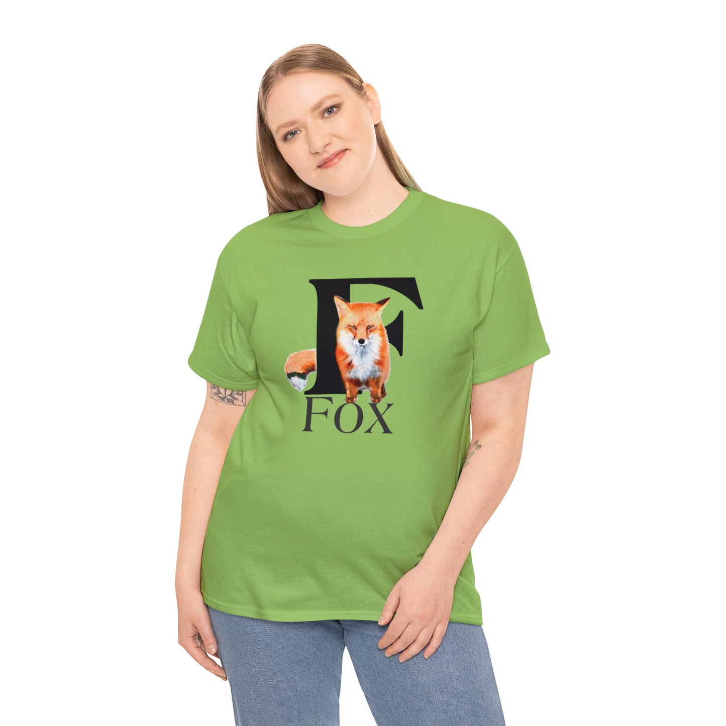 F is for Fox T-Shirt, Animal Letter F Tee, cute Fuzzy Fox Tee, Fox Drawing T-Shirt, animal t-shirt,