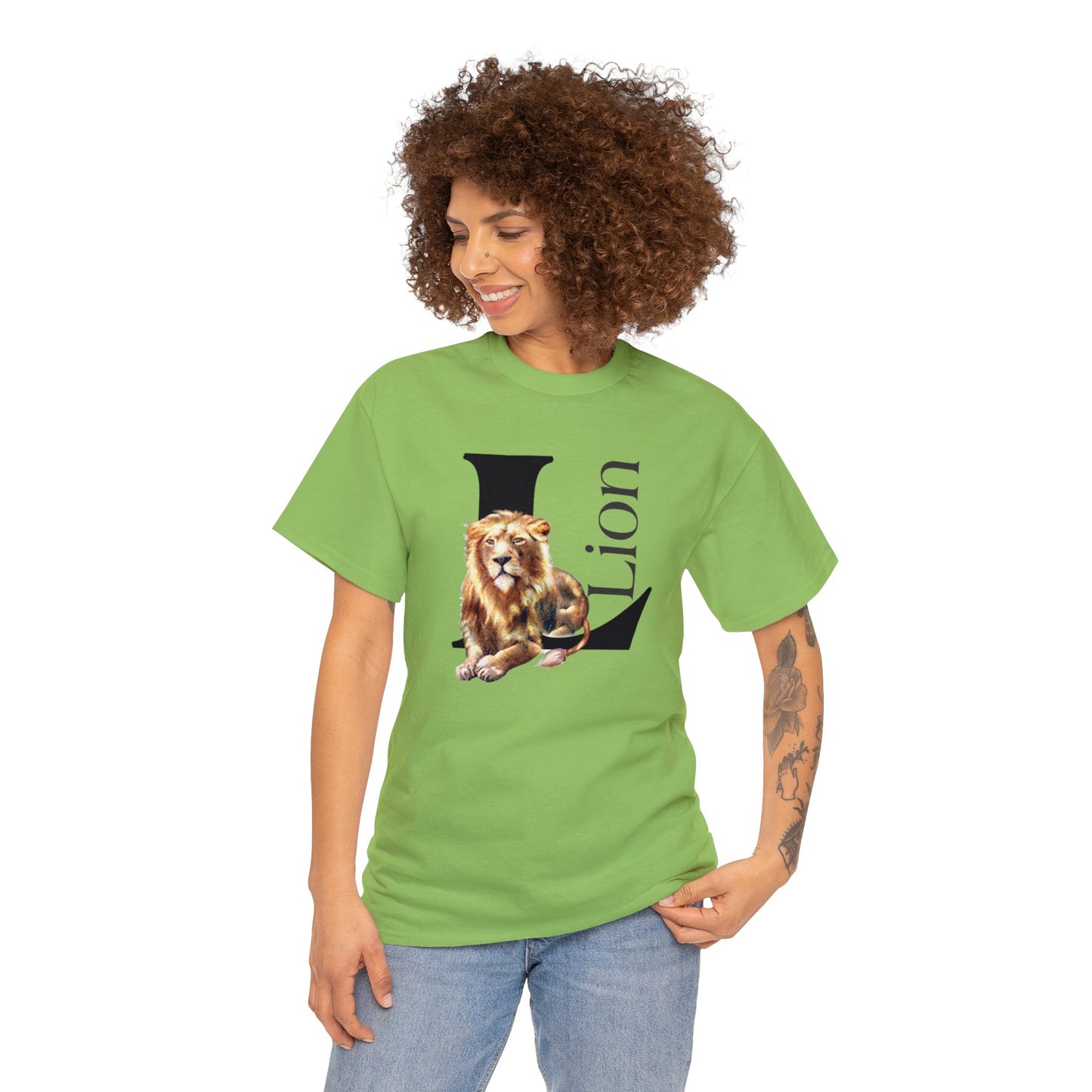 L is for Lion T-Shirt, Lion Drawing T-Shirt, Illustration of Lion, Proud Lion animal t-shirt