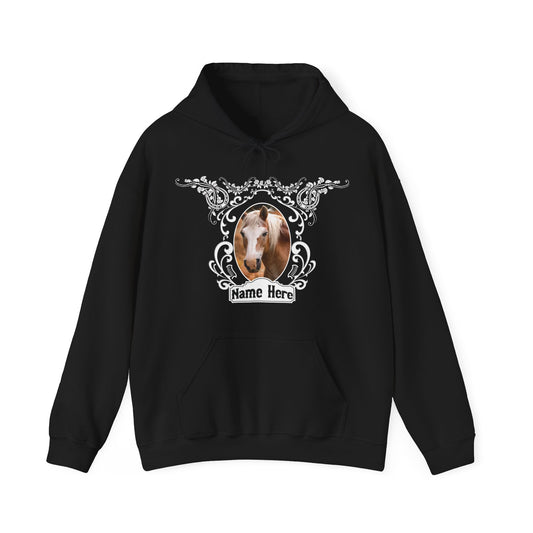 Custom Horse Hooded Sweatshirt, Personalized Hoodie, Your Horses Photo, Illustration or Ink Drawing, Western Shirt, Vintage Gothic, Pocket