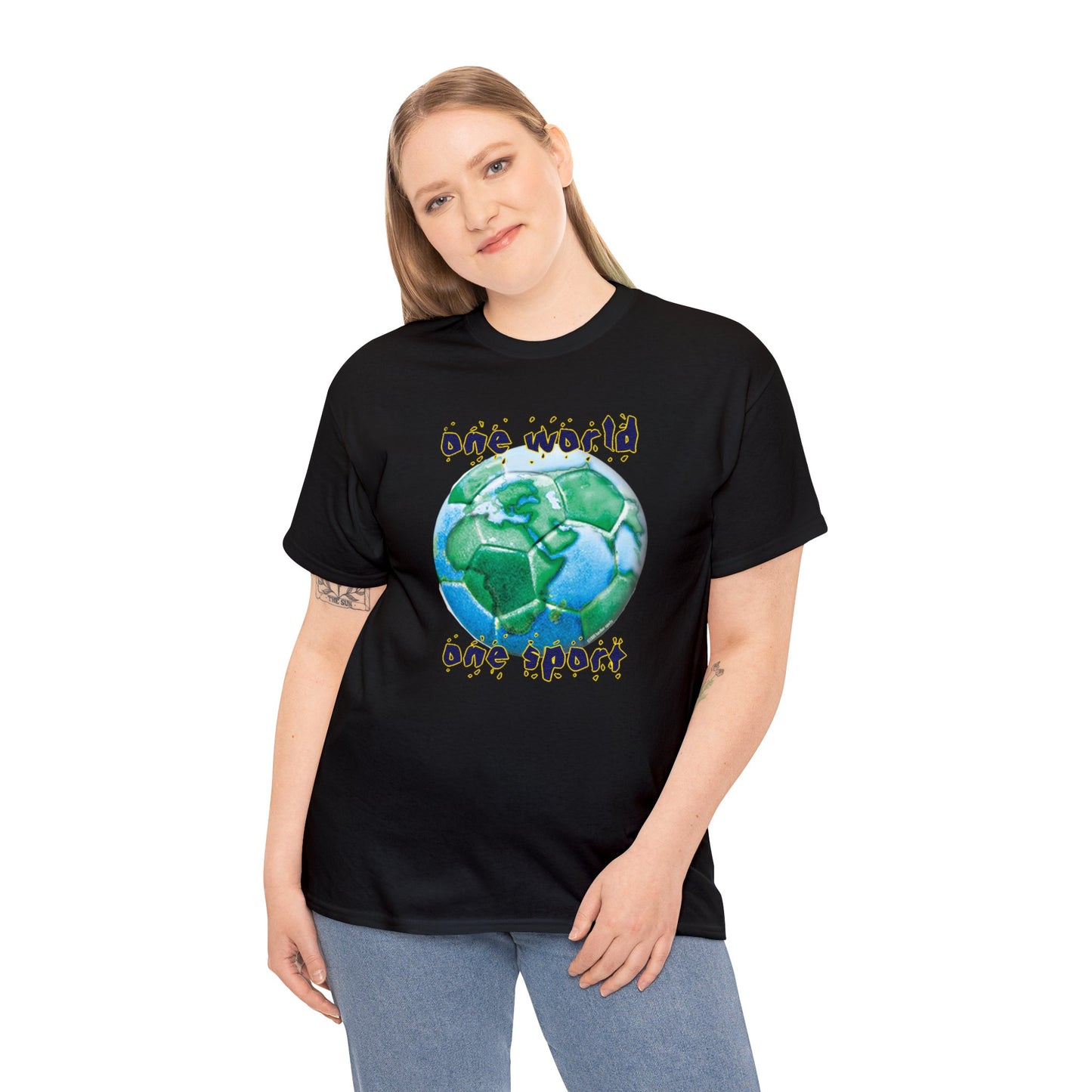 One World One Sport, Soccer Ball, Planet Earth soccer T-Shirt, Soccer is the World Sport, Bright Fun Positive Soccer T-Shirt Design