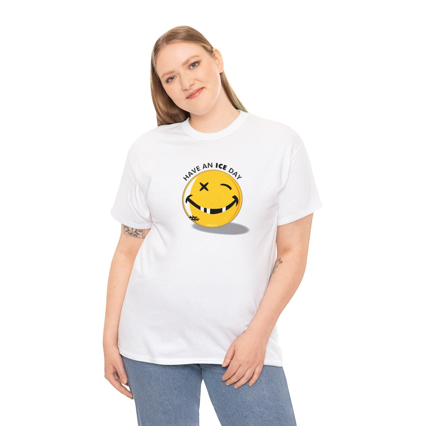 Have an Ice Day, Funny Hockey T-Shirt, Happy Face Missing Teeth and Black Eye, Fun Hockey Parody, Hockey T-Shirt Design