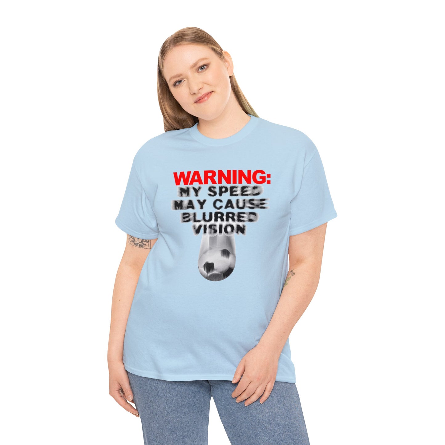 Warning My Speed May Cause Blurred Vision Soccer T-Shirt, Fast Soccer Player, Blurry Type, Soccer T-Shirt Design, Soccer Gift,