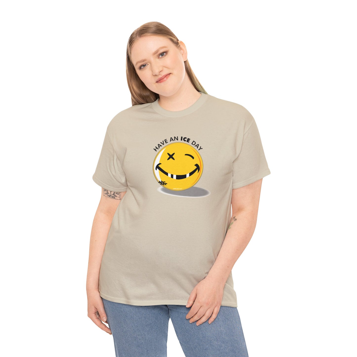Have an Ice Day, Funny Hockey T-Shirt, Happy Face Missing Teeth and Black Eye, Fun Hockey Parody, Hockey T-Shirt Design