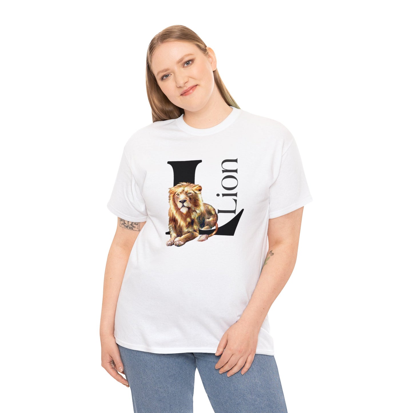 L is for Lion T-Shirt, Lion Drawing T-Shirt, Illustration of Lion, Proud Lion animal t-shirt