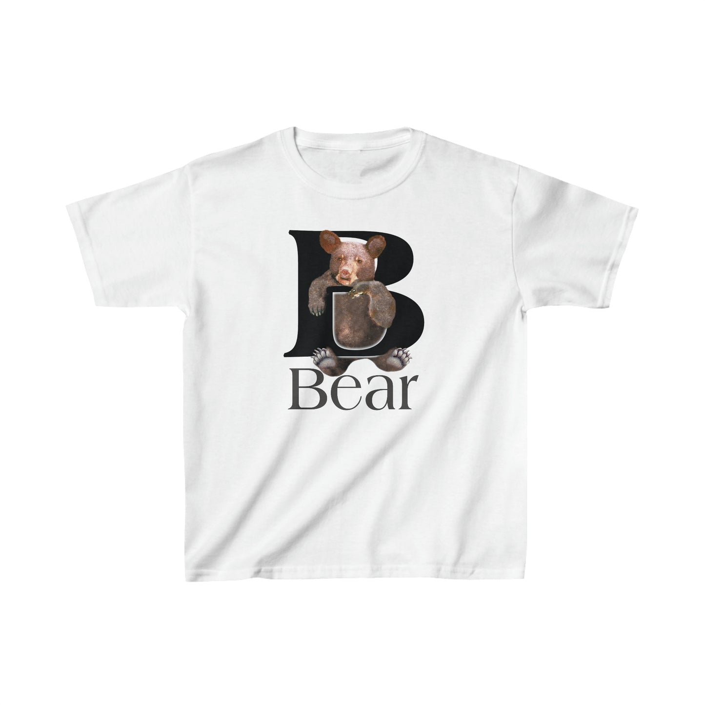 B is For Bear Kid's T-Shirt, Youth Bear T-shirt, Children's Bear T-shirt, animal letters Tee, Cute Bear T-Shirt, Bear Kids T-Shirt