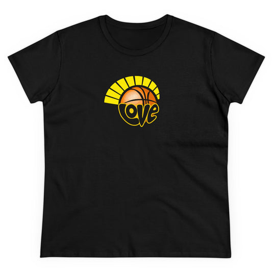 Love of Basketball, Women's Retro Hippy, Feel Good, Midweight Cotton Tee, Cute Ladies Tee, Retro 70's, Pink Basketball T-Shirts for Ladies