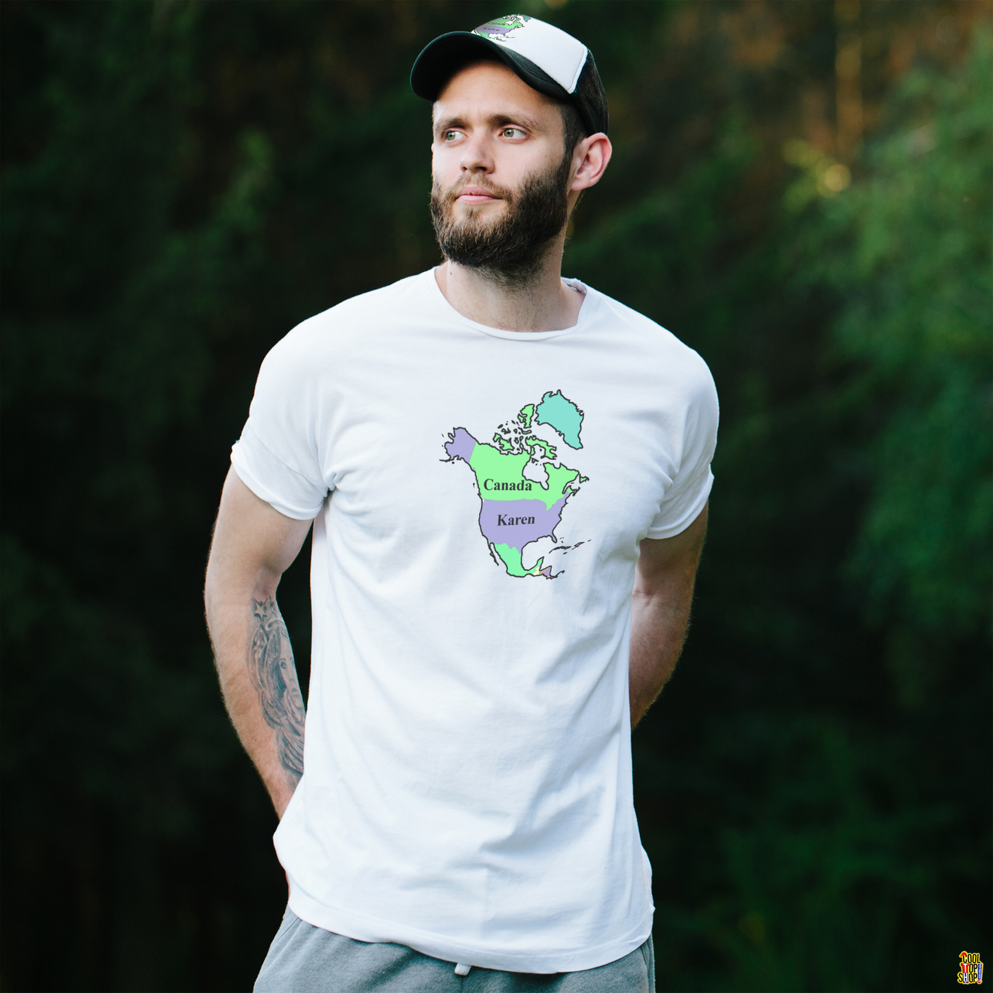 Map of North America with United States Labeled as Karen Pro Canada, never 51 Funny Political T-Shirt,