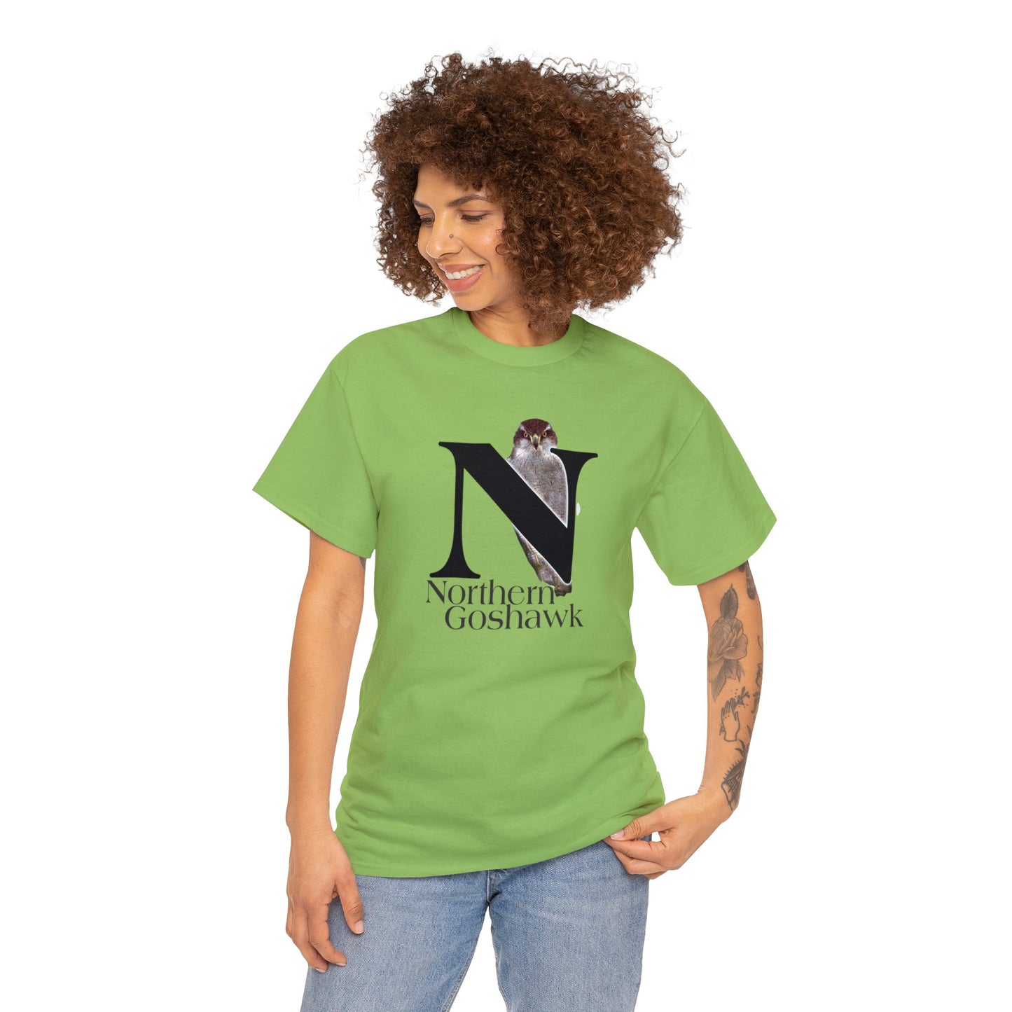 N is for Northern Goshawk T-Shirt, Bird Shirt, Wildlife Drawing T-Shirt, animal t-shirt, animal