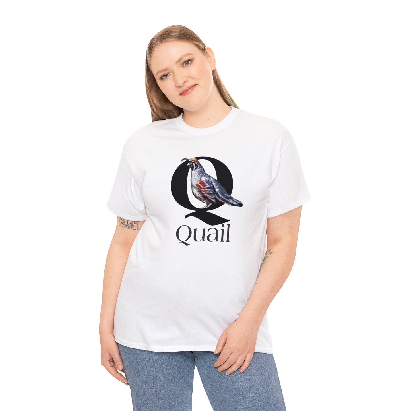 Q is for Quail t-shirt, Quail Drawing T-Shirt, Quail animal t-shirt, animal alphabet Q, animal