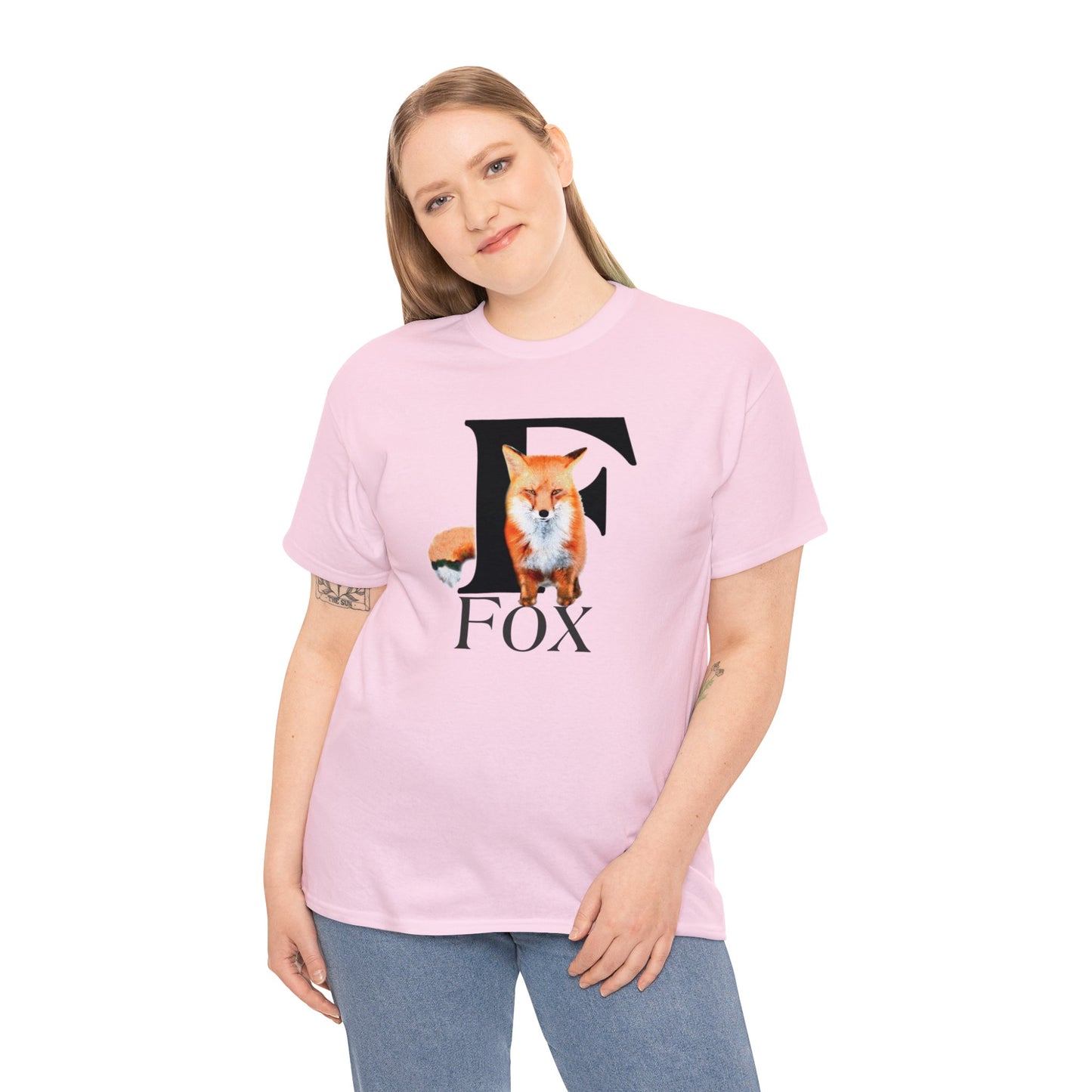 F is for Fox T-Shirt, Animal Letter F Tee, cute Fuzzy Fox Tee, Fox Drawing T-Shirt, animal t-shirt,