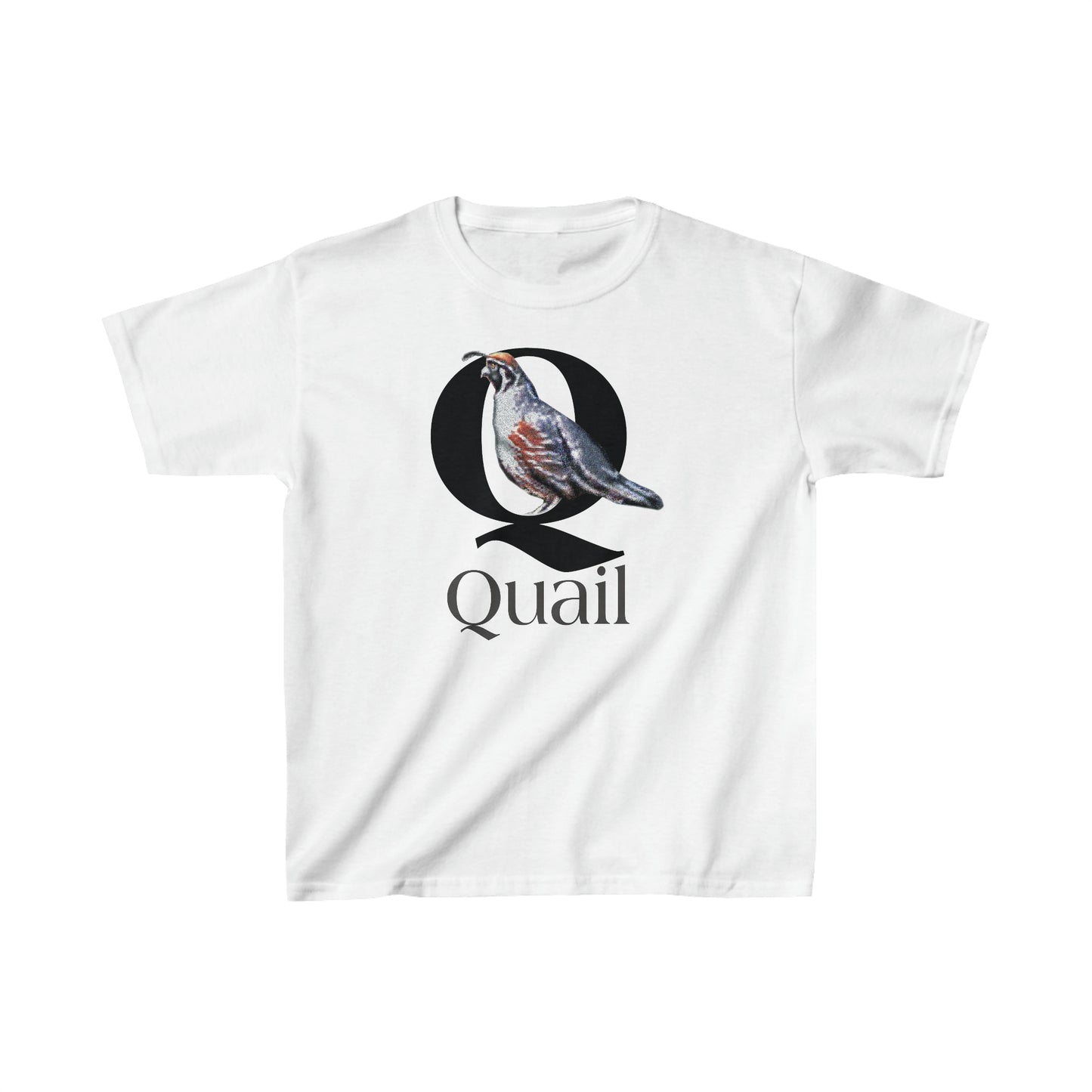 Q is for Quail t-shirt, Quail Drawing T-Shirt, Quail animal t-shirt, animal alphabet Q, animal letters Tee