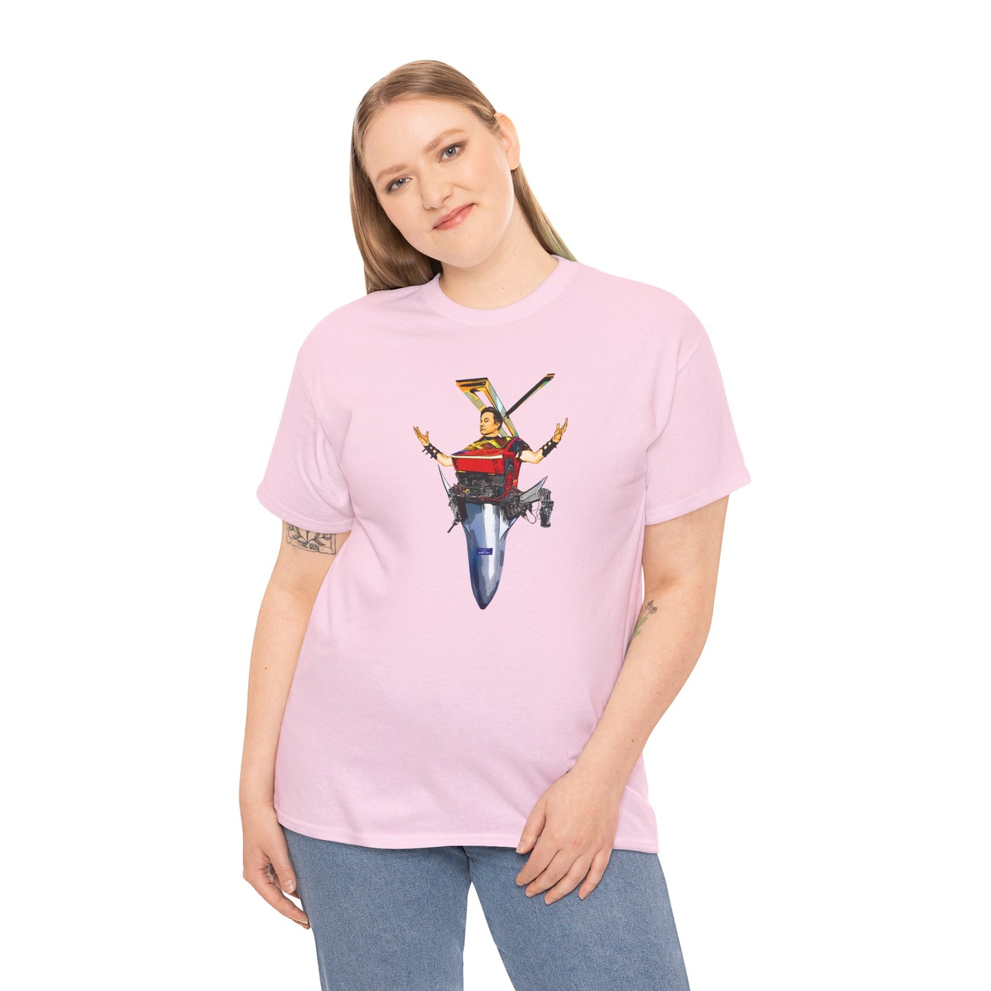 Elon Musk, Mech Warrior, Tesla Truck, Space X Starship, Super Hero, T-Shirt Comic Book Style Illustration