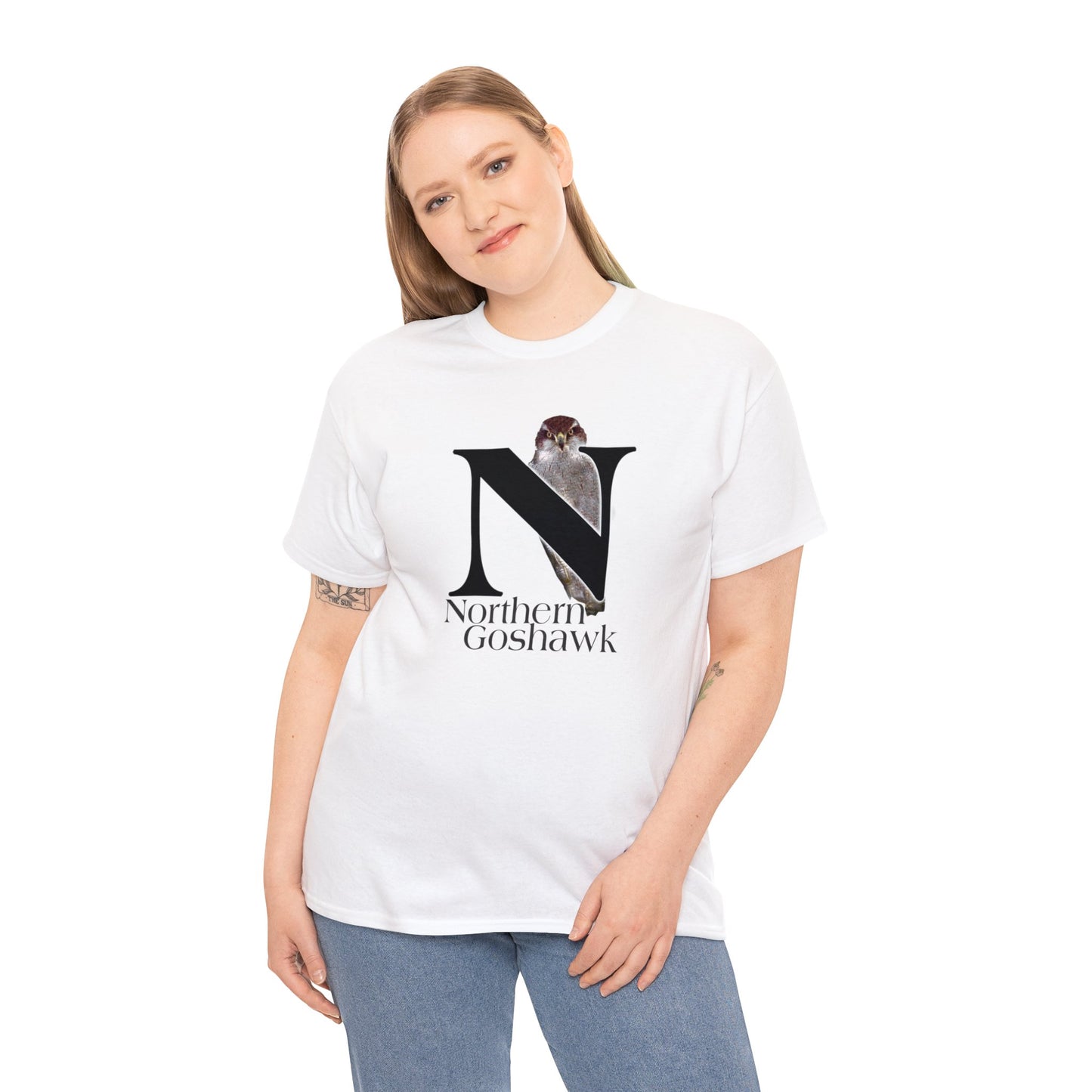 N is for Northern Goshawk T-Shirt, Bird Shirt, Wildlife Drawing T-Shirt, animal t-shirt, animal