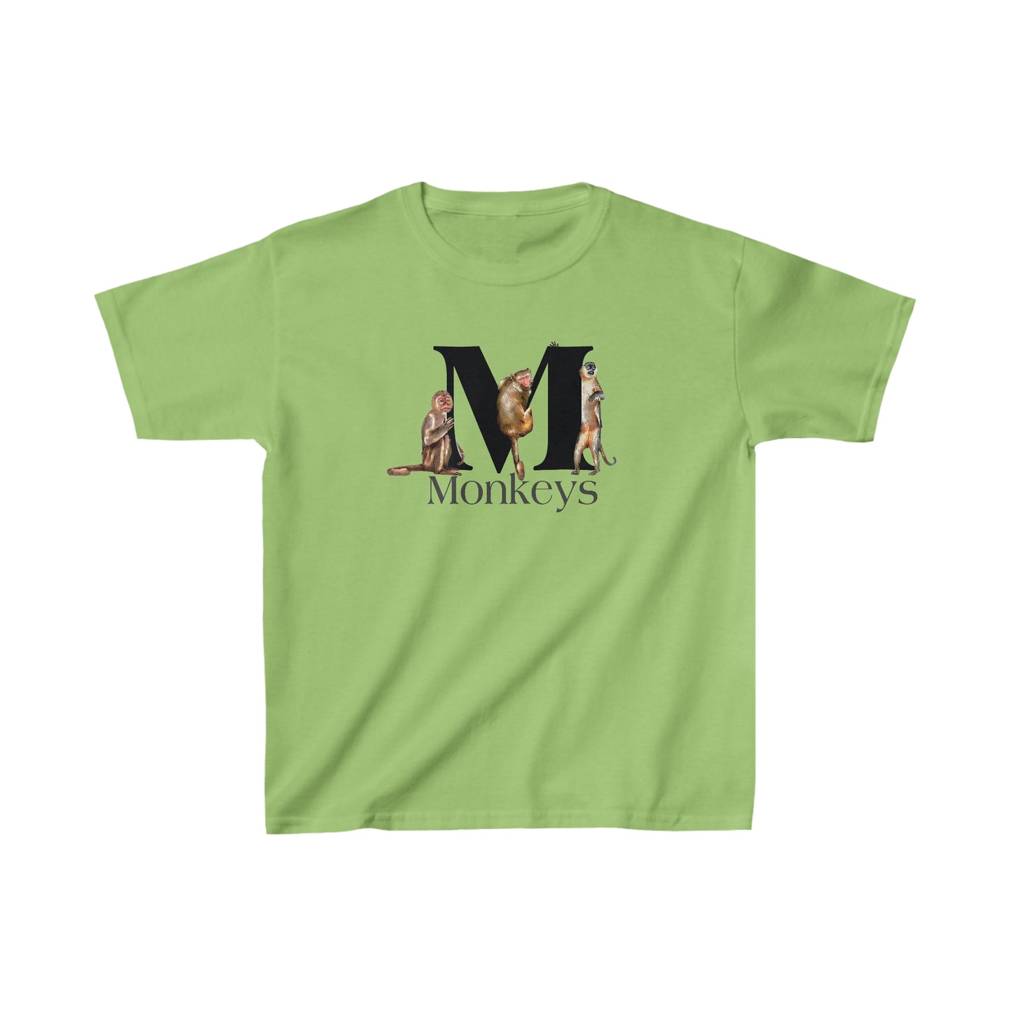 M is for Monkeys, Funny Monkeys t-shirt, Monkeys Hanging on Letter M, Drawing T-Shirt, animal shirt, animal alphabet T, animal letters Tee