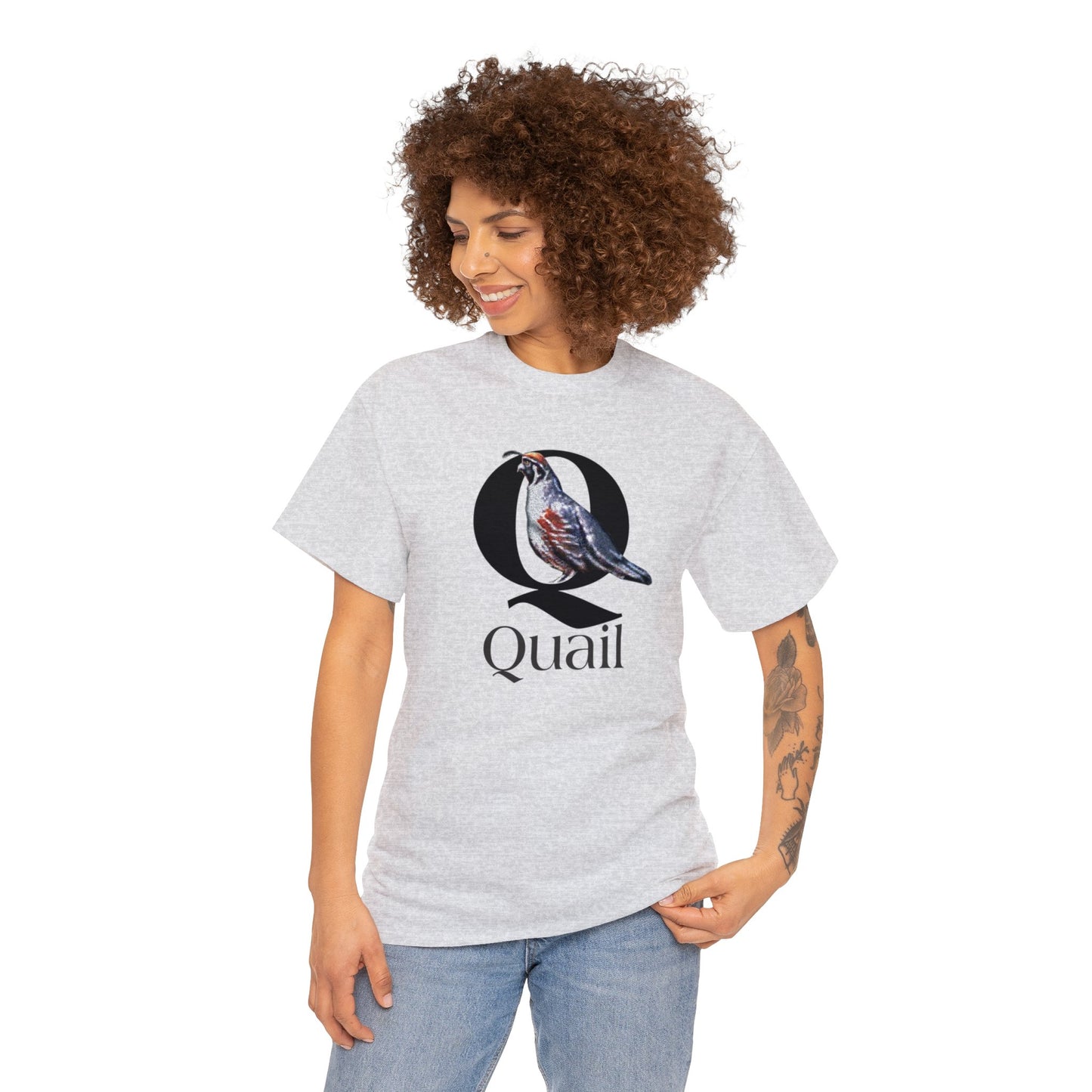 Q is for Quail t-shirt, Quail Drawing T-Shirt, Quail animal t-shirt, animal alphabet Q, animal