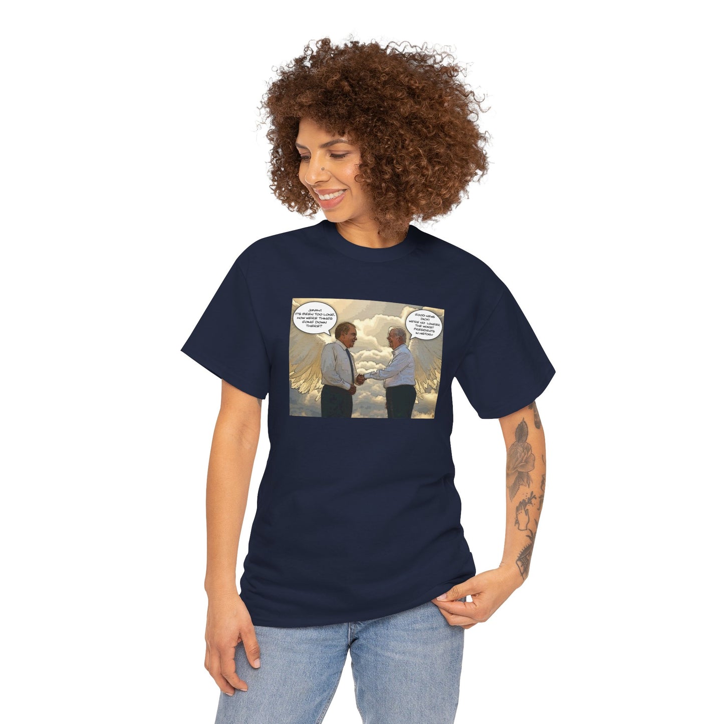 Jimmy Carter Meets Richard Nixon in Heaven T-Shirt, Good News, We're not the worst Presidents in History, Funny Political T-Shirt