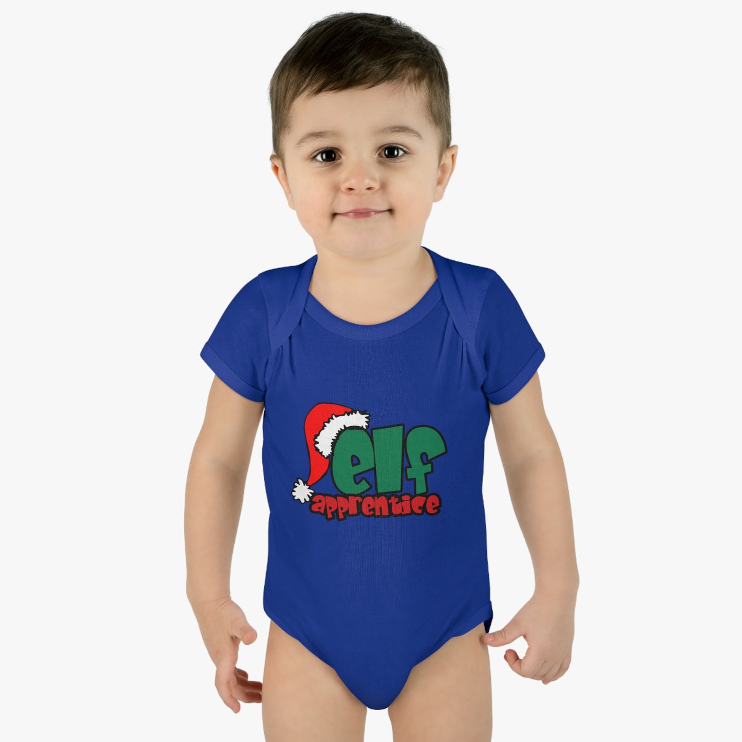 Elf Apprentice,  Cute Baby One Piece Body Suit, Christmas t-shirt, Infant gift, Red and green, Santa Hat, Adorable Soft, Shower Gift