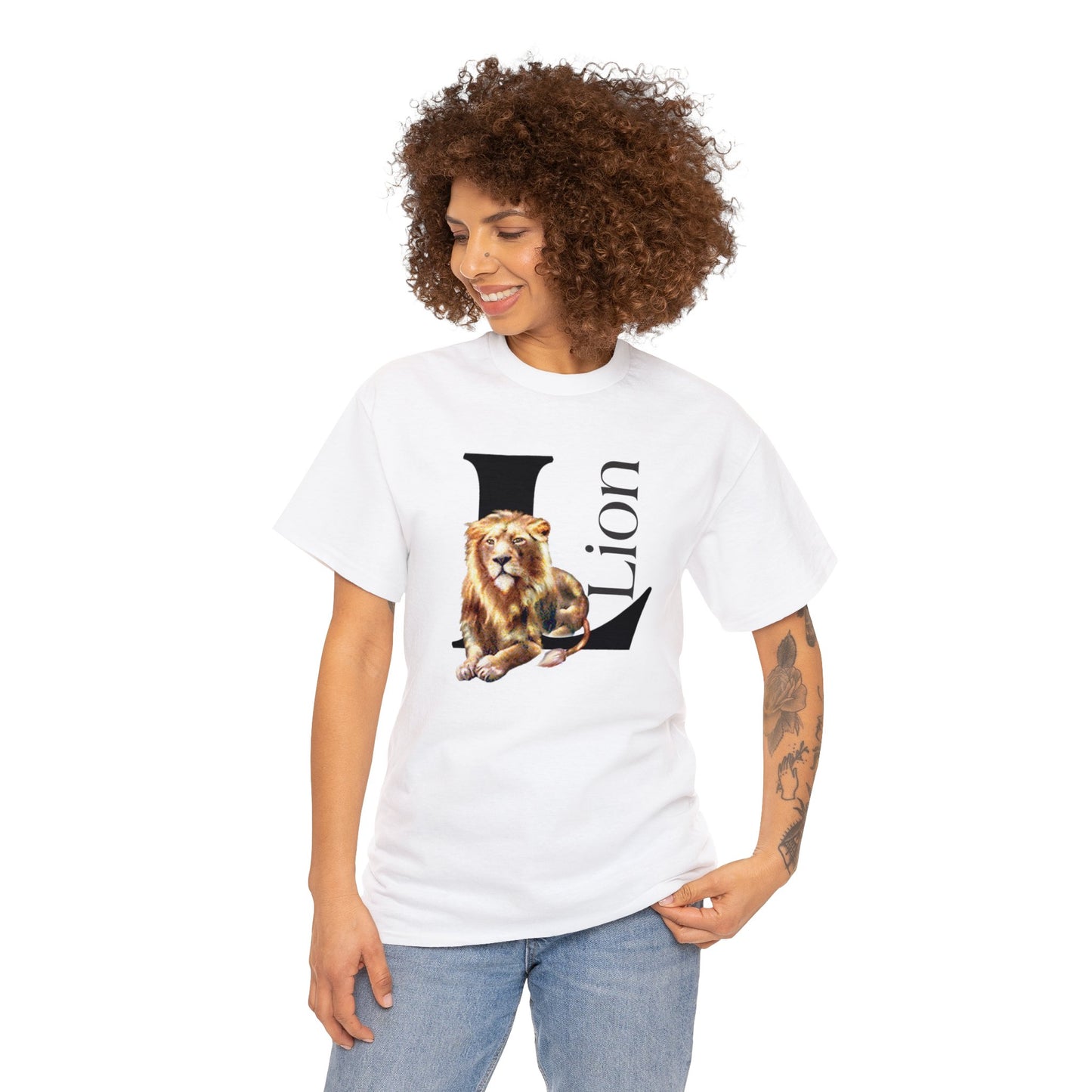 L is for Lion T-Shirt, Lion Drawing T-Shirt, Illustration of Lion, Proud Lion animal t-shirt