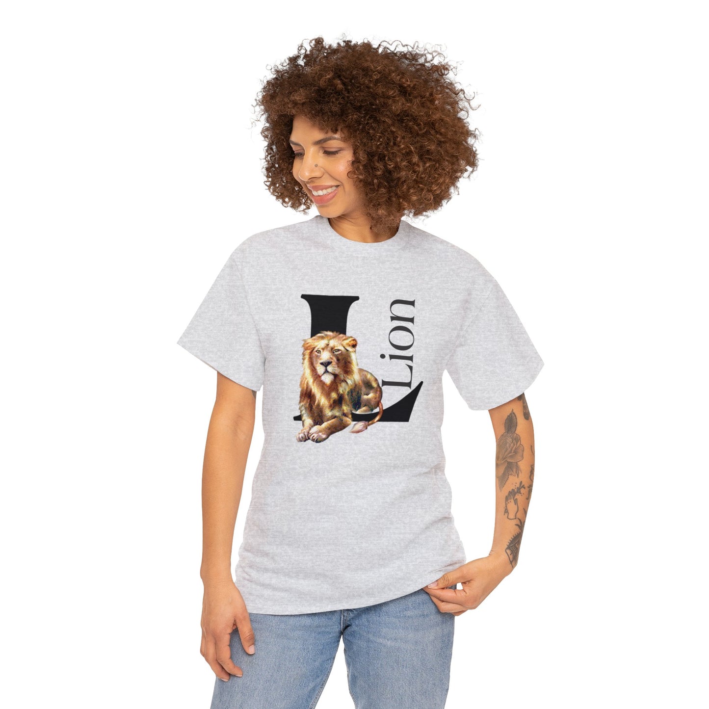 L is for Lion T-Shirt, Lion Drawing T-Shirt, Illustration of Lion, Proud Lion animal t-shirt