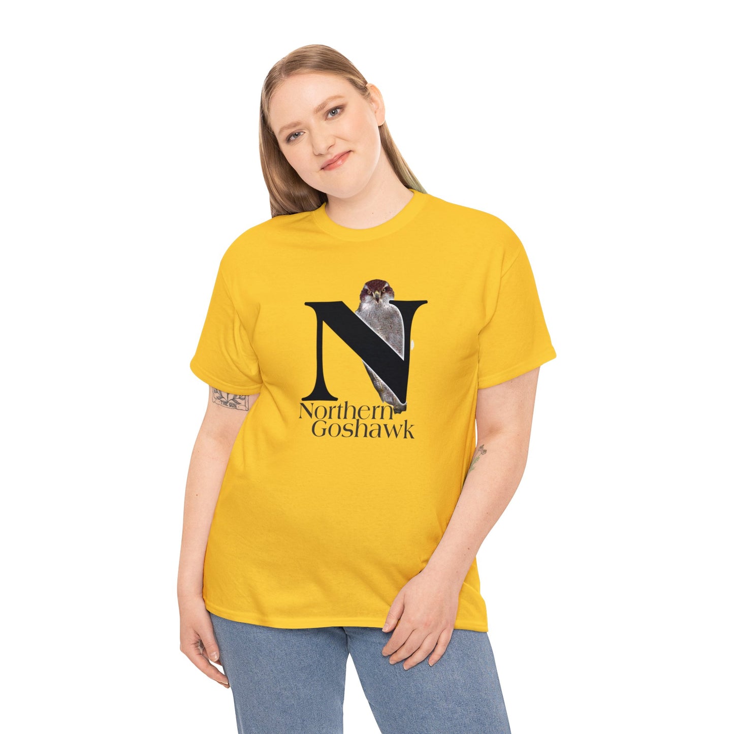 N is for Northern Goshawk T-Shirt, Bird Shirt, Wildlife Drawing T-Shirt, animal t-shirt, animal