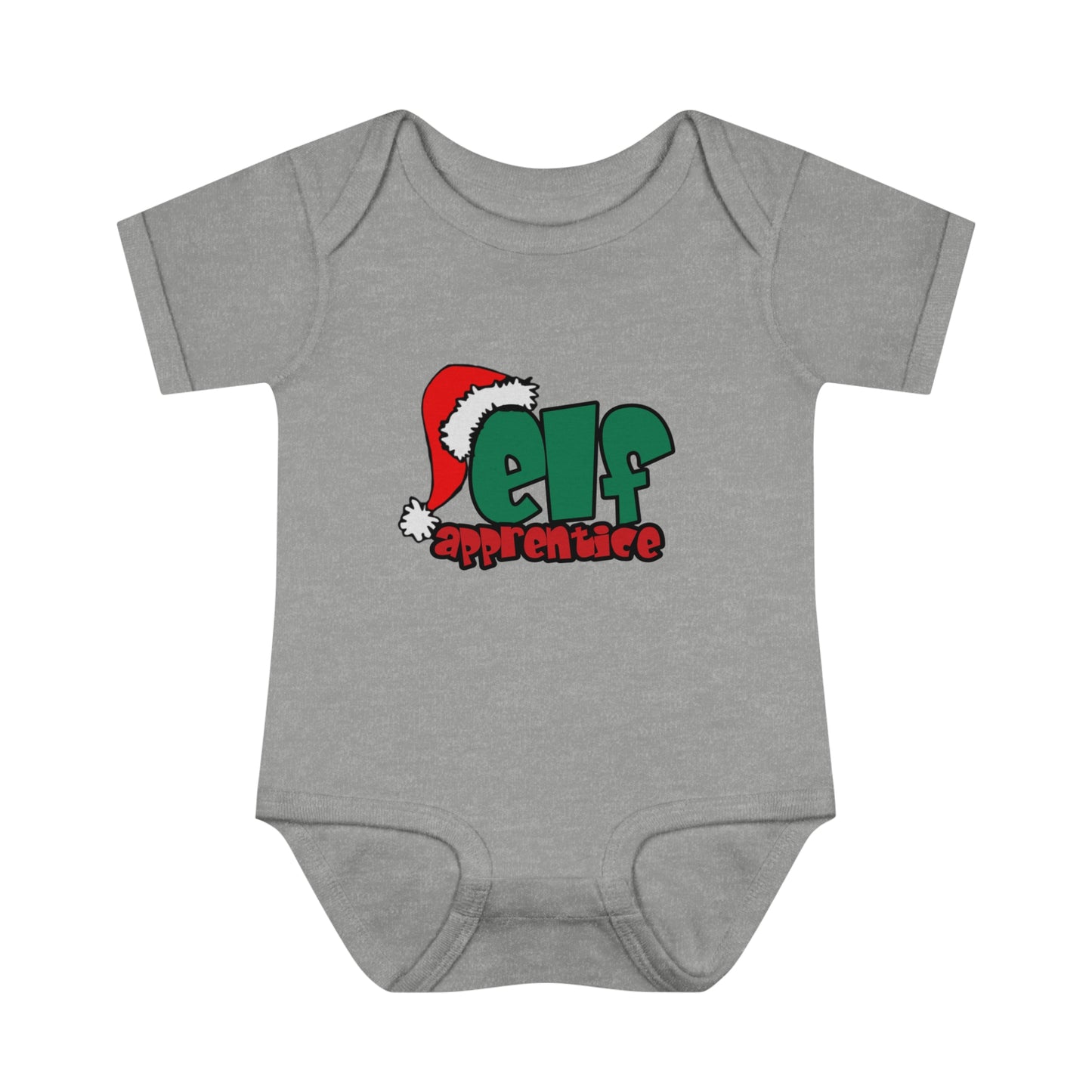 Elf Apprentice,  Cute Baby One Piece Body Suit, Christmas t-shirt, Infant gift, Red and green, Santa Hat, Adorable Soft, Shower Gift