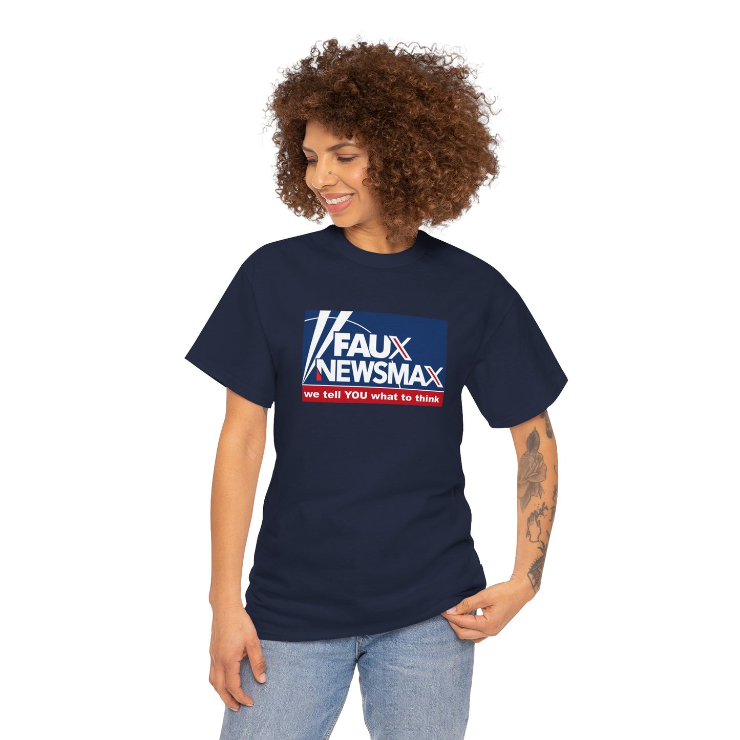 Fox Faux Newsmax X, News Political Parody T-Shirt, We Tell You What to Think, Spoof of Trio of Misleading News Organizations