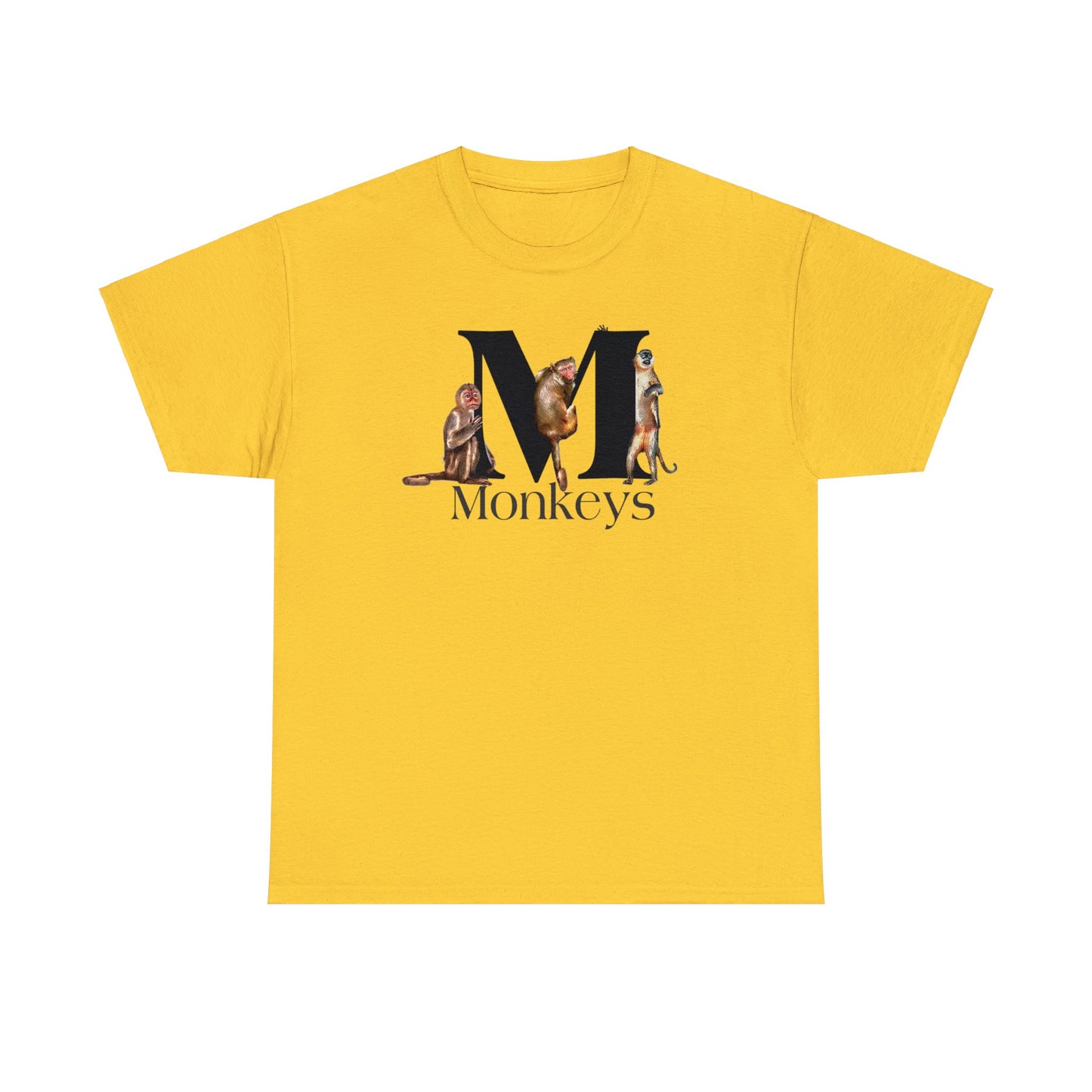 M is for Monkeys, Funny Monkeys t-shirt, Monkeys Hanging on Letter M, Drawing T-Shirt,