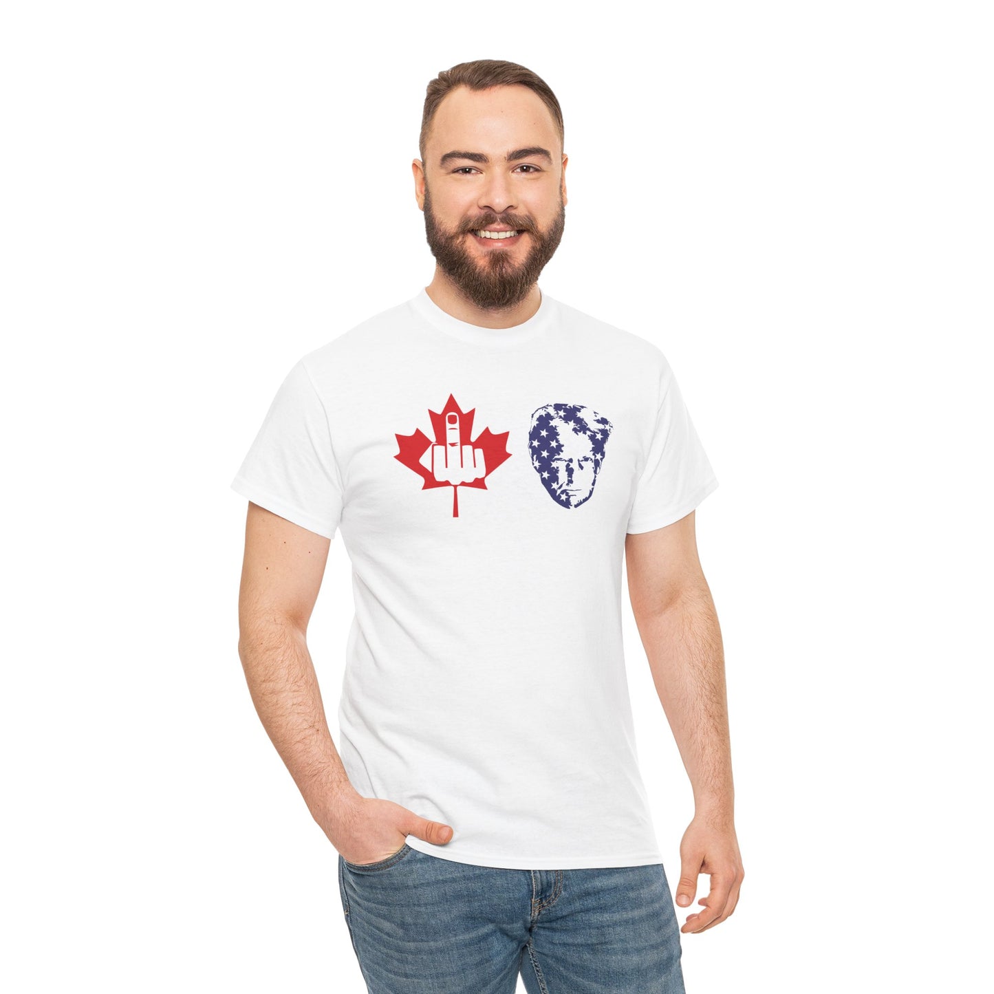 F Trump Canada Gives the Middle Finger to the Convicted Felon, Canadians Against 51st State, Political Adult Humor T-Shirt