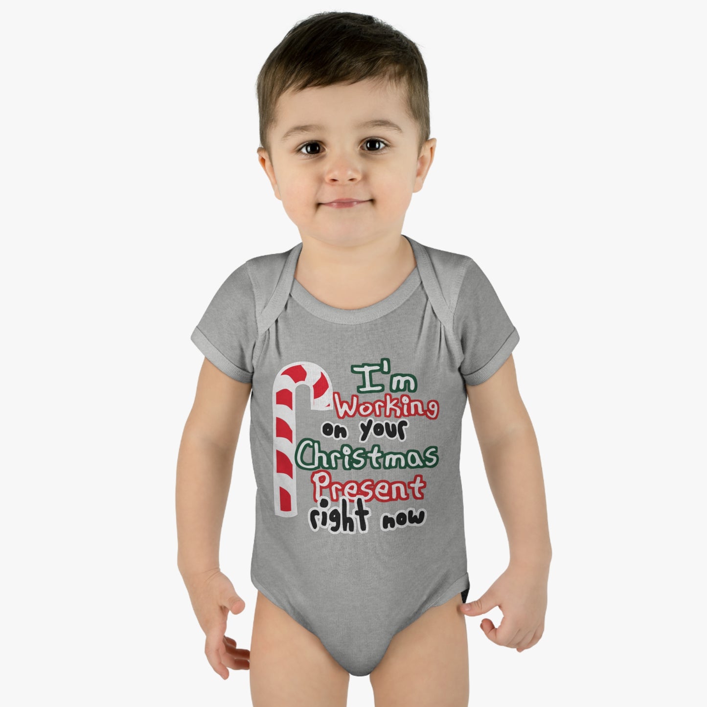 I'm working on Your Christmas Present Right Now Infant Toddler One Piece Body Suit, Christmas Baby Gift, Funny Baby T-Shirt, Christmas Tee