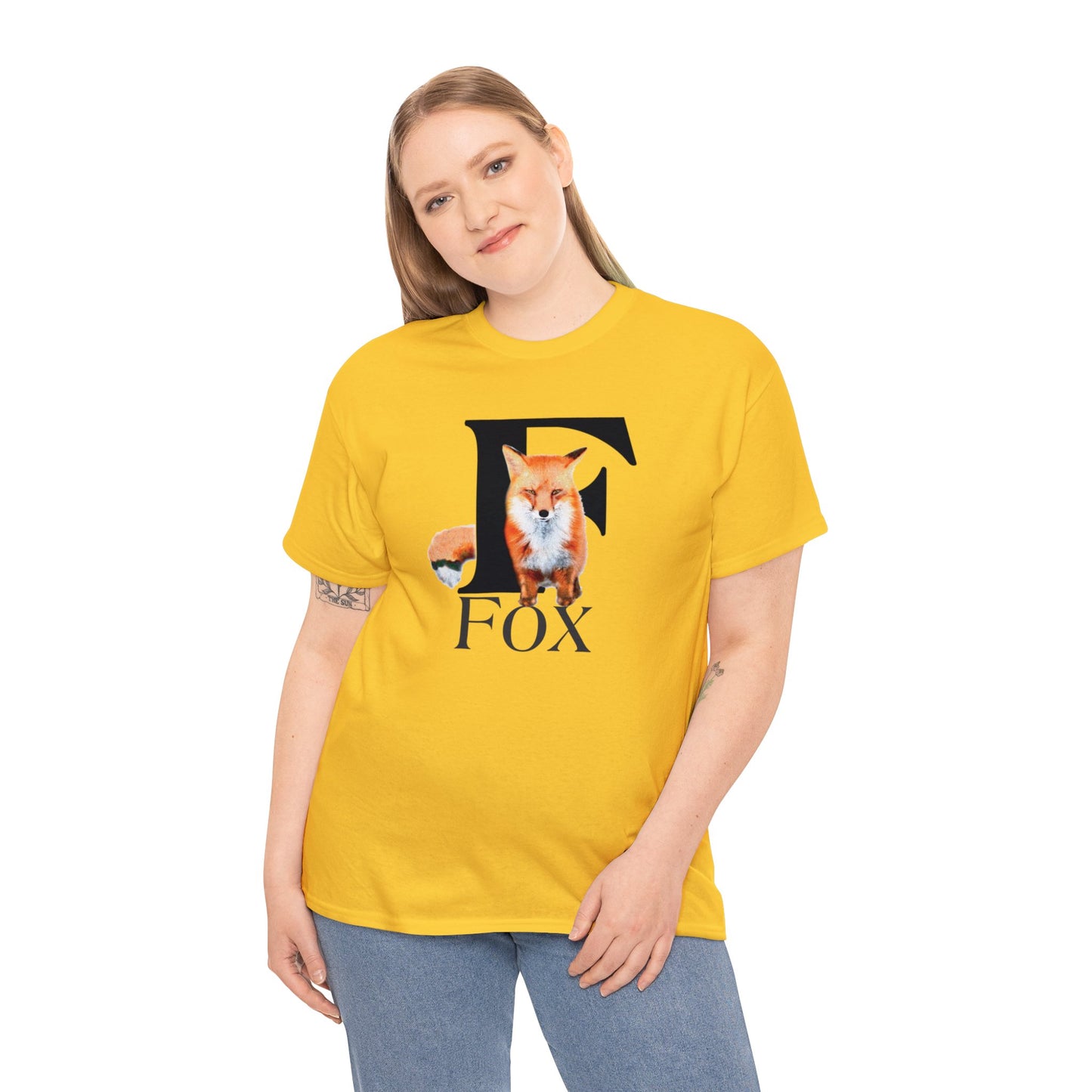F is for Fox T-Shirt, Animal Letter F Tee, cute Fuzzy Fox Tee, Fox Drawing T-Shirt, animal t-shirt,