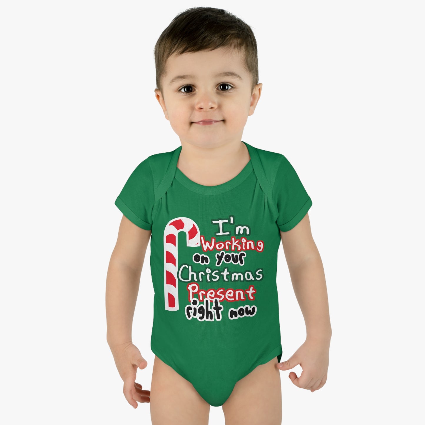 I'm working on Your Christmas Present Right Now Infant Toddler One Piece Body Suit, Christmas Baby Gift, Funny Baby T-Shirt, Christmas Tee