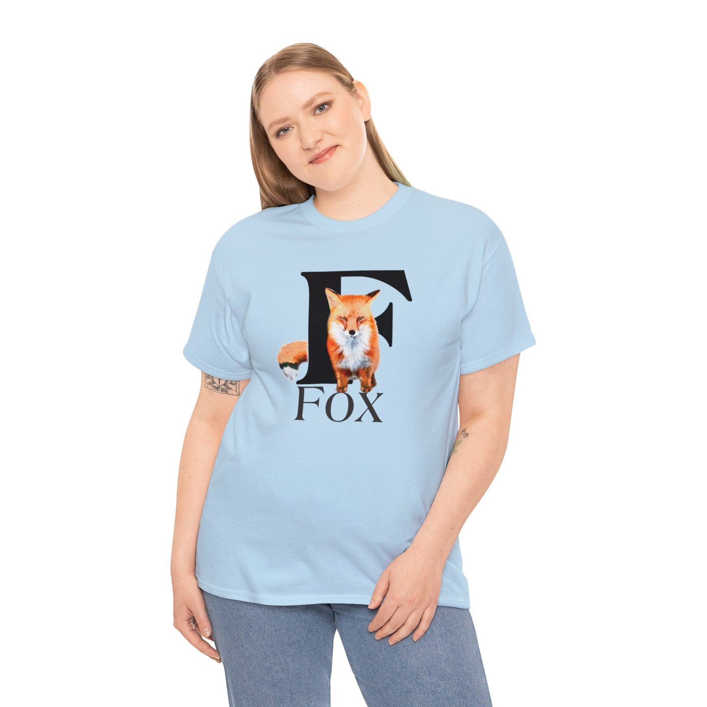 F is for Fox T-Shirt, Animal Letter F Tee, cute Fuzzy Fox Tee, Fox Drawing T-Shirt, animal t-shirt,