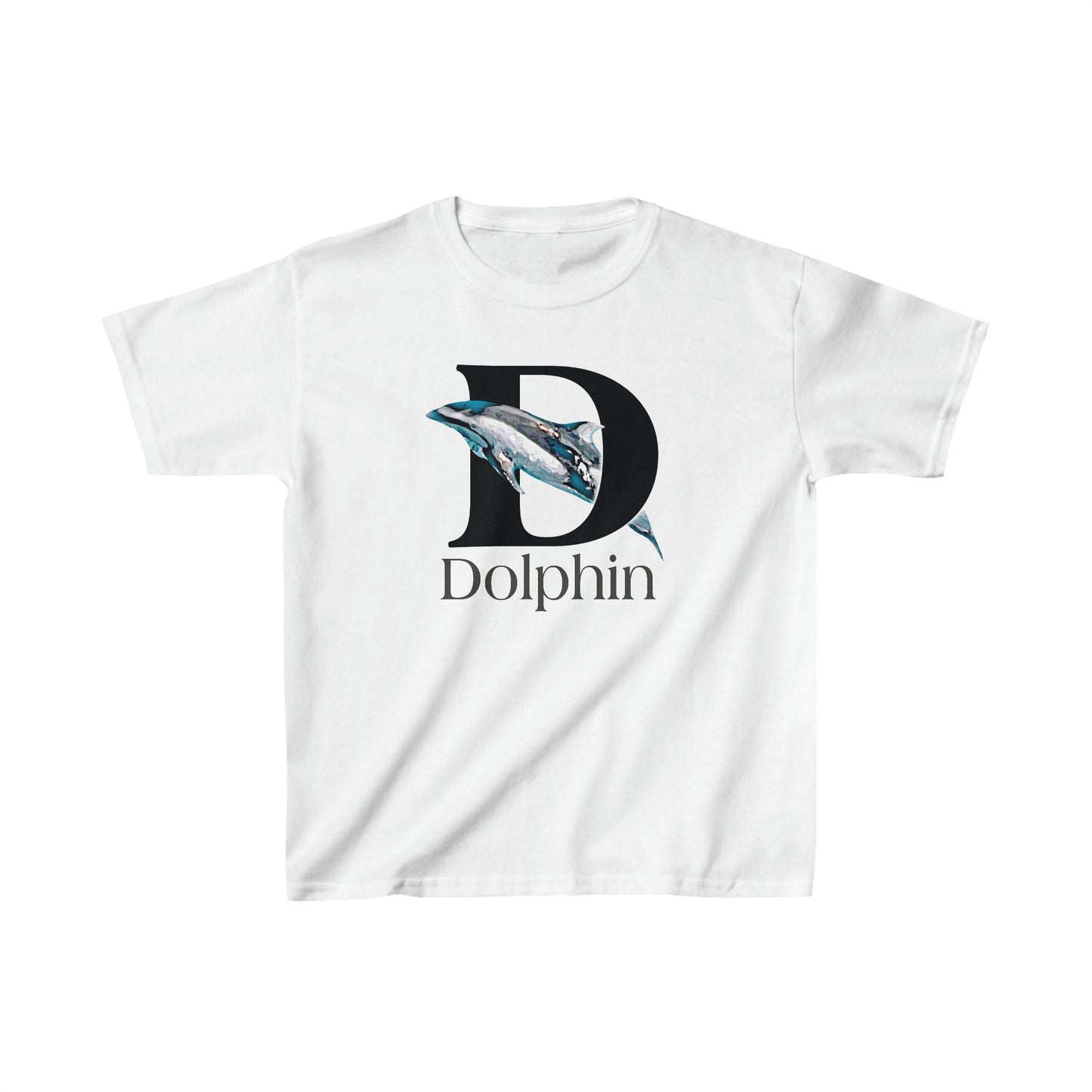 D is for Dolphin Kid's T-Shirt, Dolphin Drawing T-Shirt, Dolphin Lovers shirt, Dolphin illustration, animal t-shirt, animal alphabet T