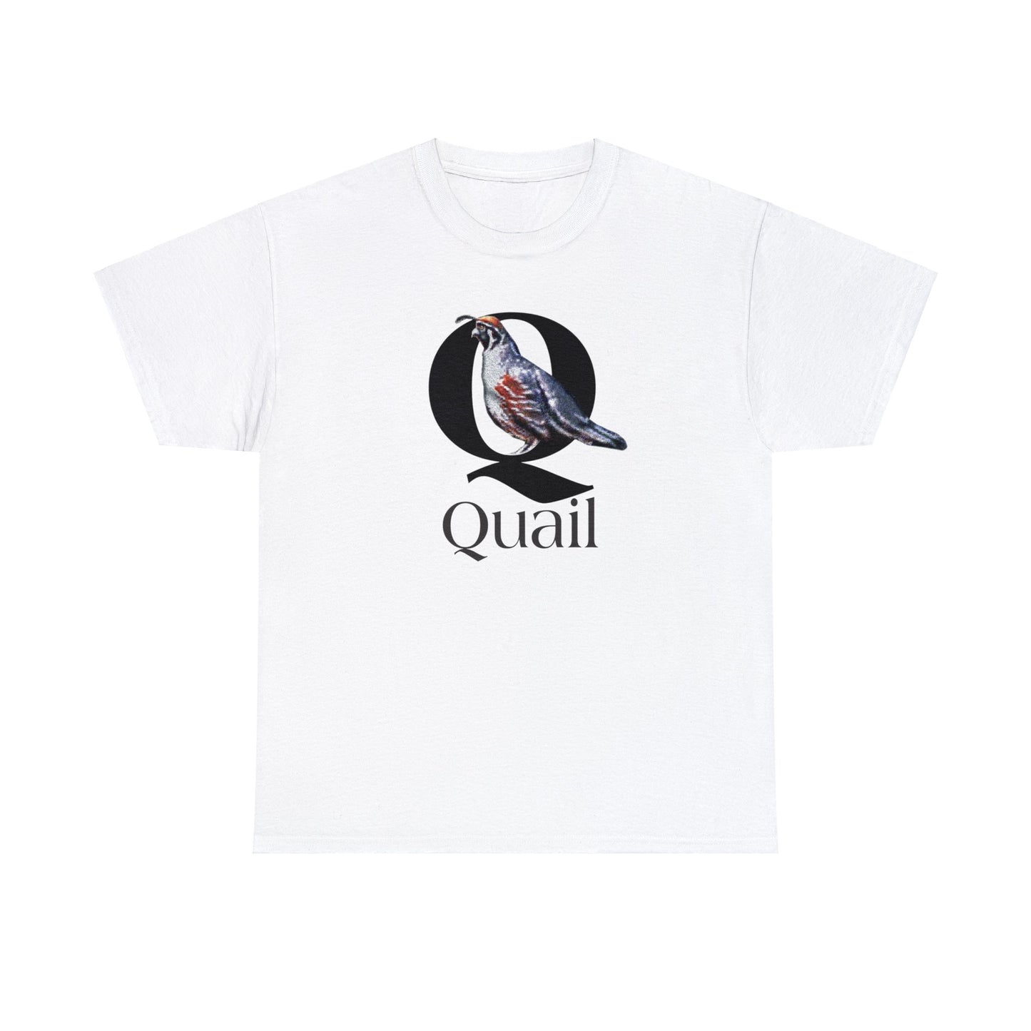 Q is for Quail t-shirt, Quail Drawing T-Shirt, Quail animal t-shirt, animal alphabet Q, animal