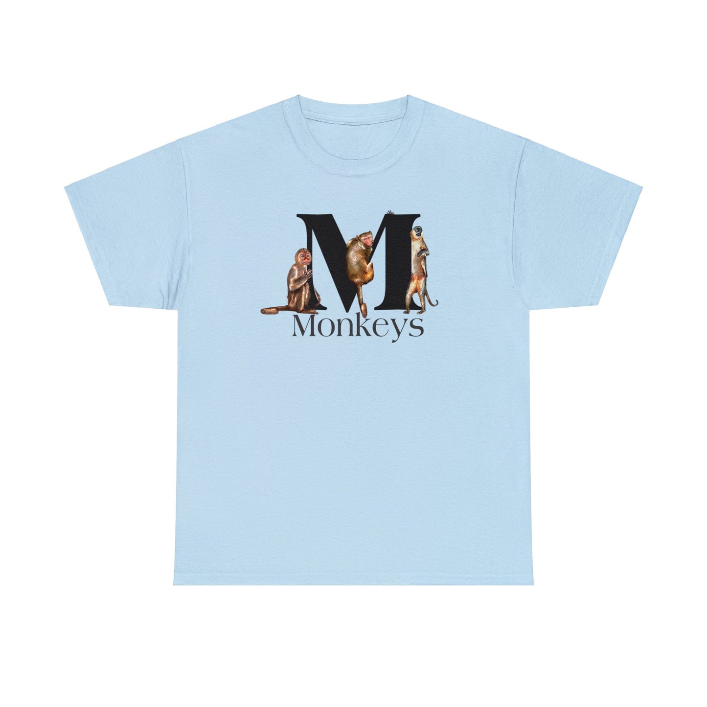 M is for Monkeys, Funny Monkeys t-shirt, Monkeys Hanging on Letter M, Drawing T-Shirt,