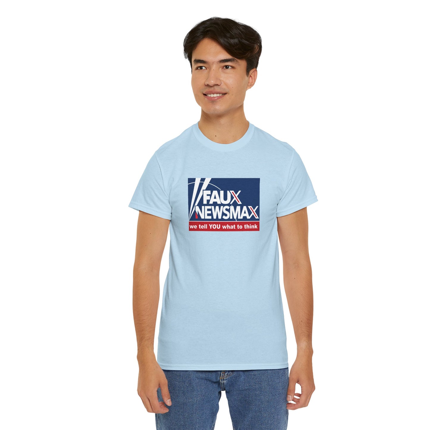 Fox Faux Newsmax X, News Political Parody T-Shirt, We Tell You What to Think, Spoof of Trio of Misleading News Organizations